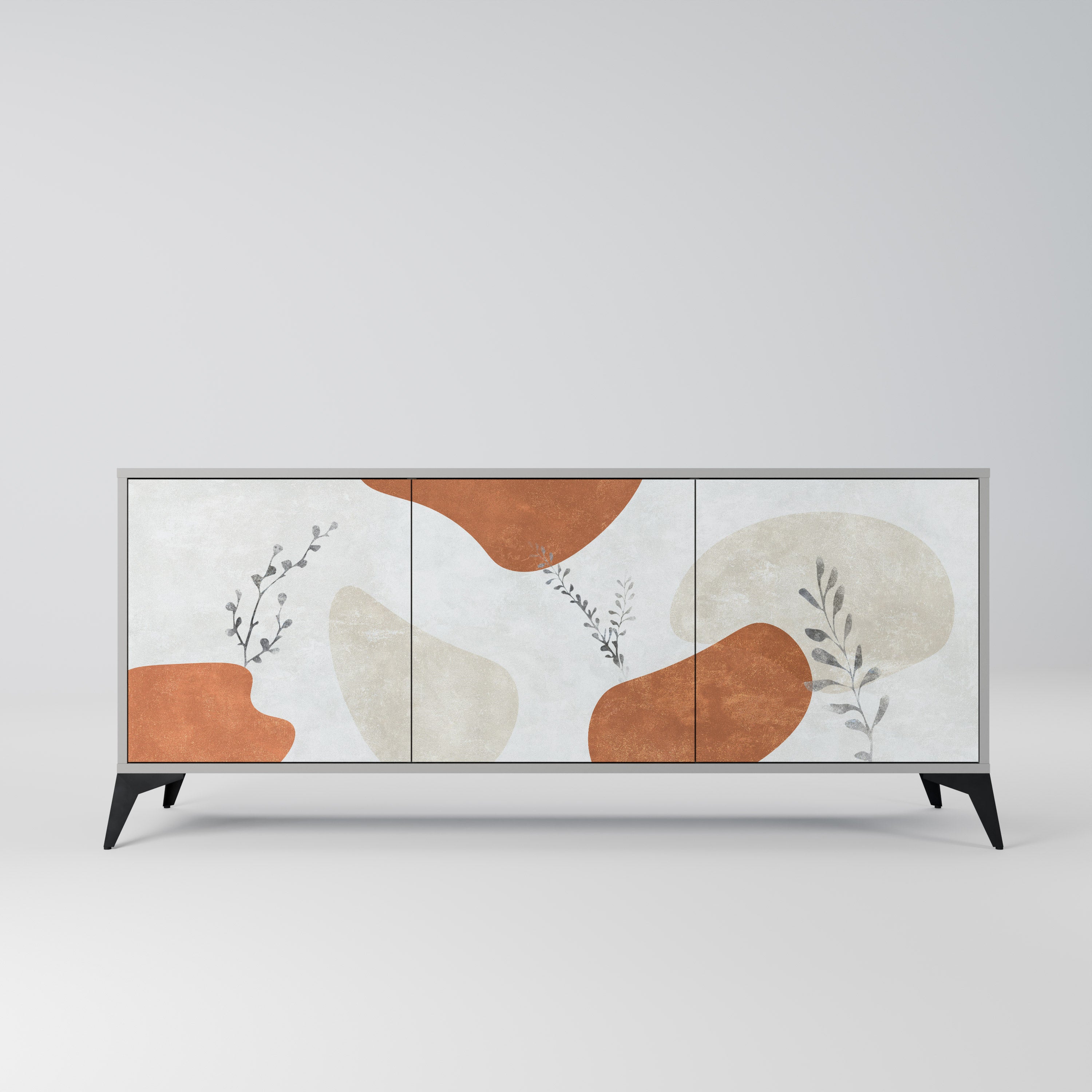 Buffet 3 portes TRANQUIL TWIG en finition grise