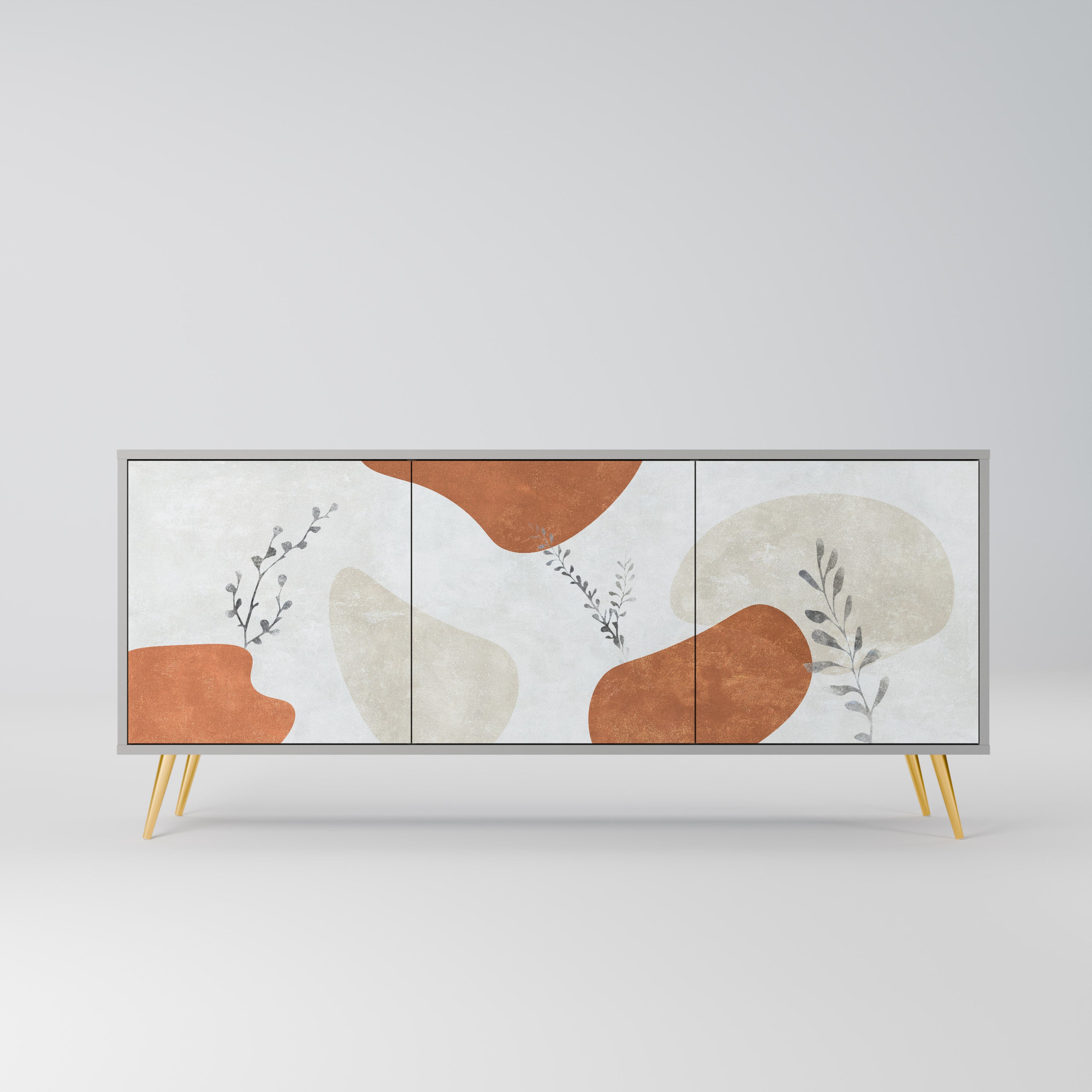 Buffet 3 portes TRANQUIL TWIG en finition grise