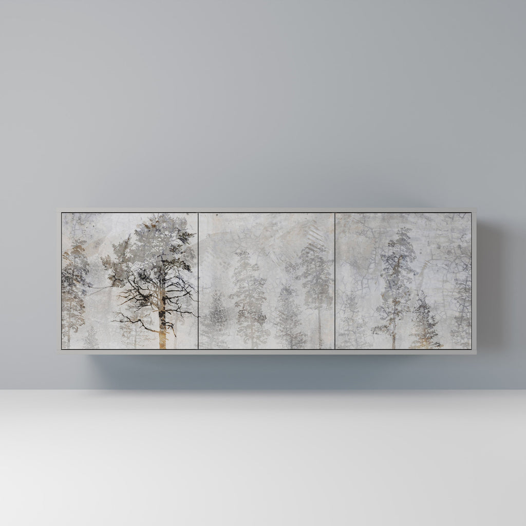 Buffet 3 portes FADE IN THE TREES, finition grise