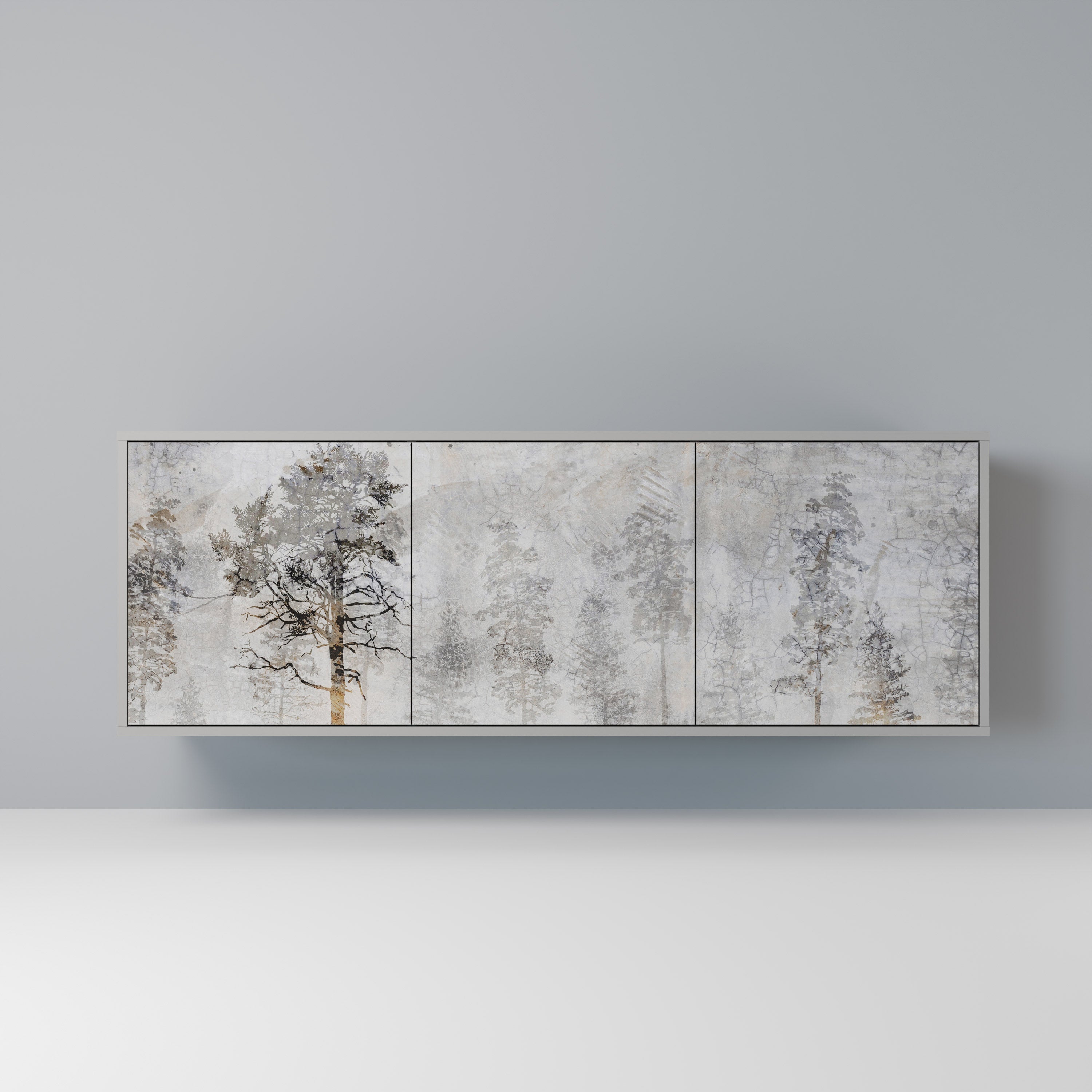 Buffet 3 portes FADE IN THE TREES, finition grise