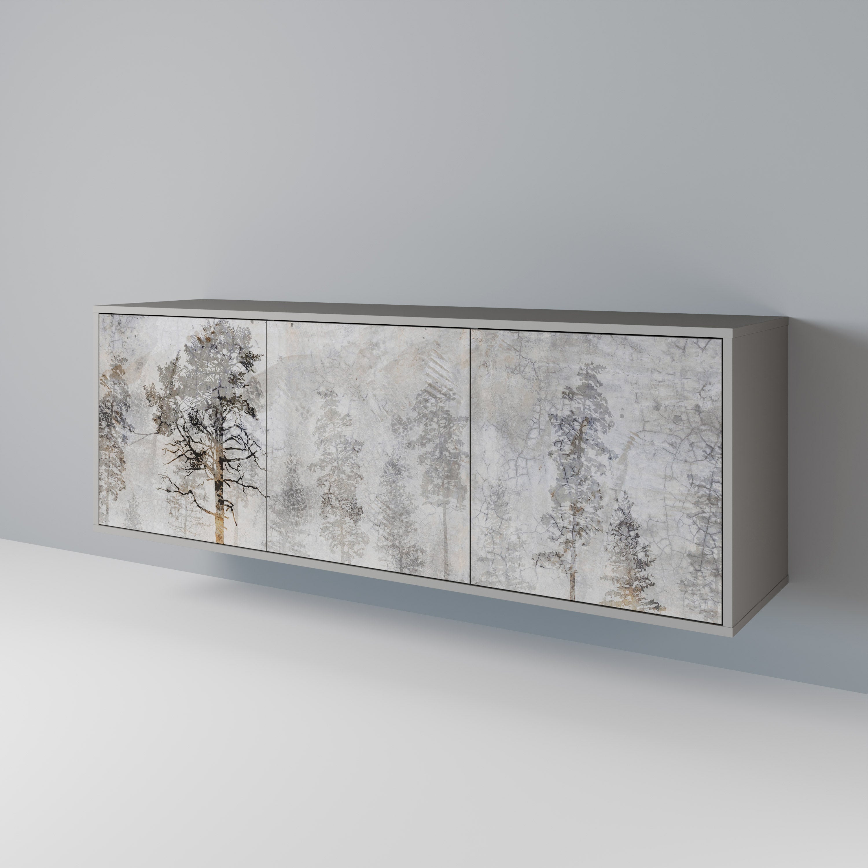 Buffet 3 portes FADE IN THE TREES, finition grise