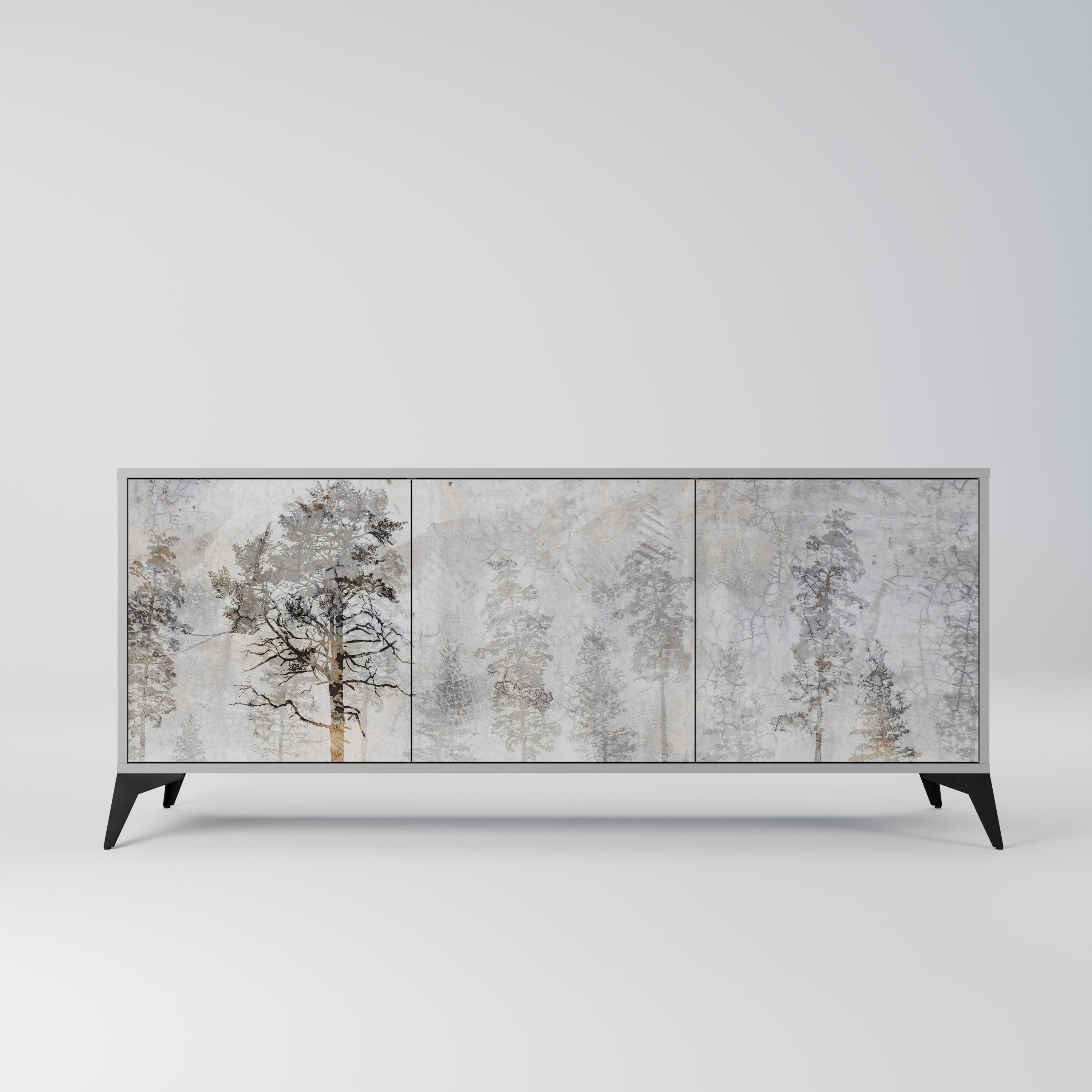 Buffet 3 portes FADE IN THE TREES, finition grise