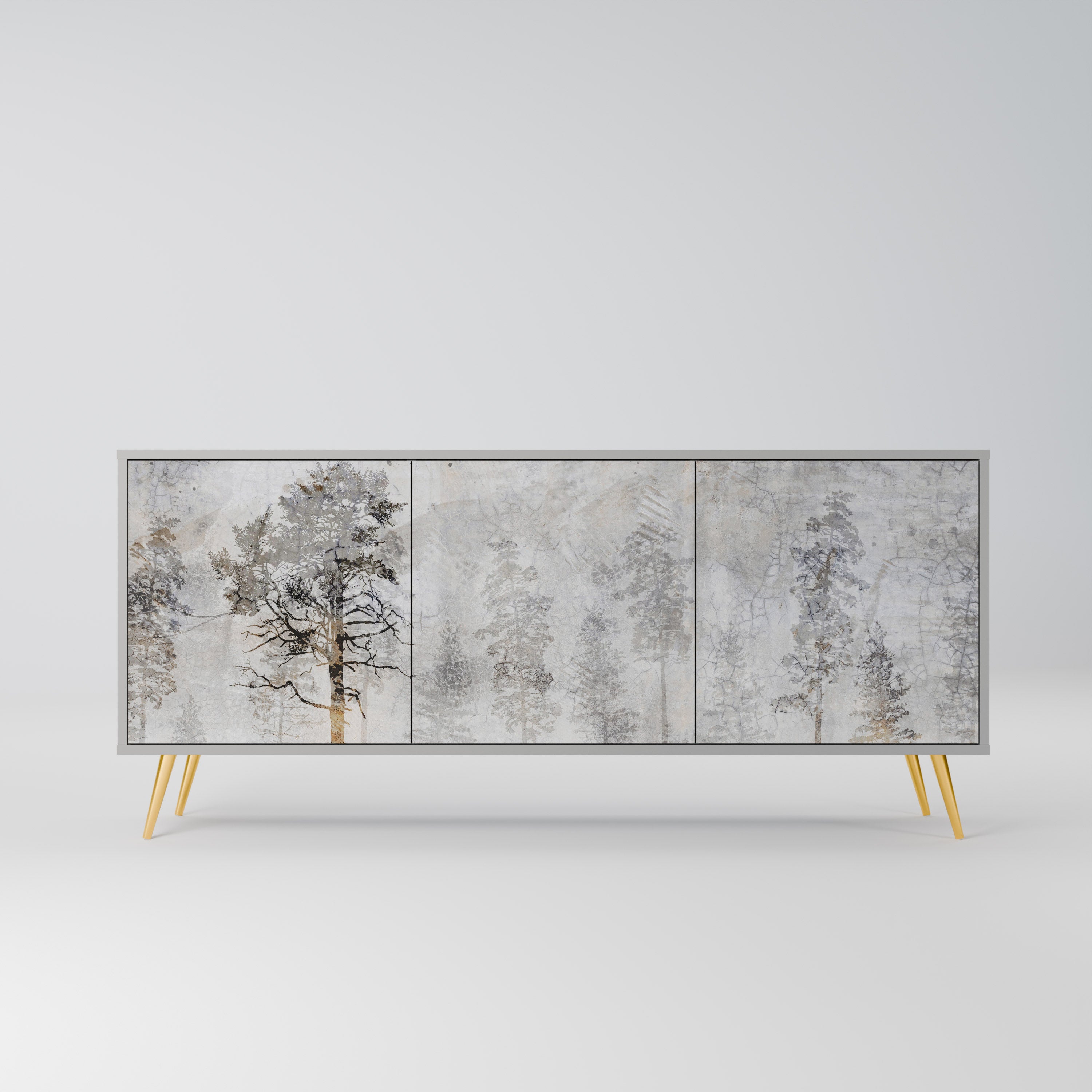 Buffet 3 portes FADE IN THE TREES, finition grise