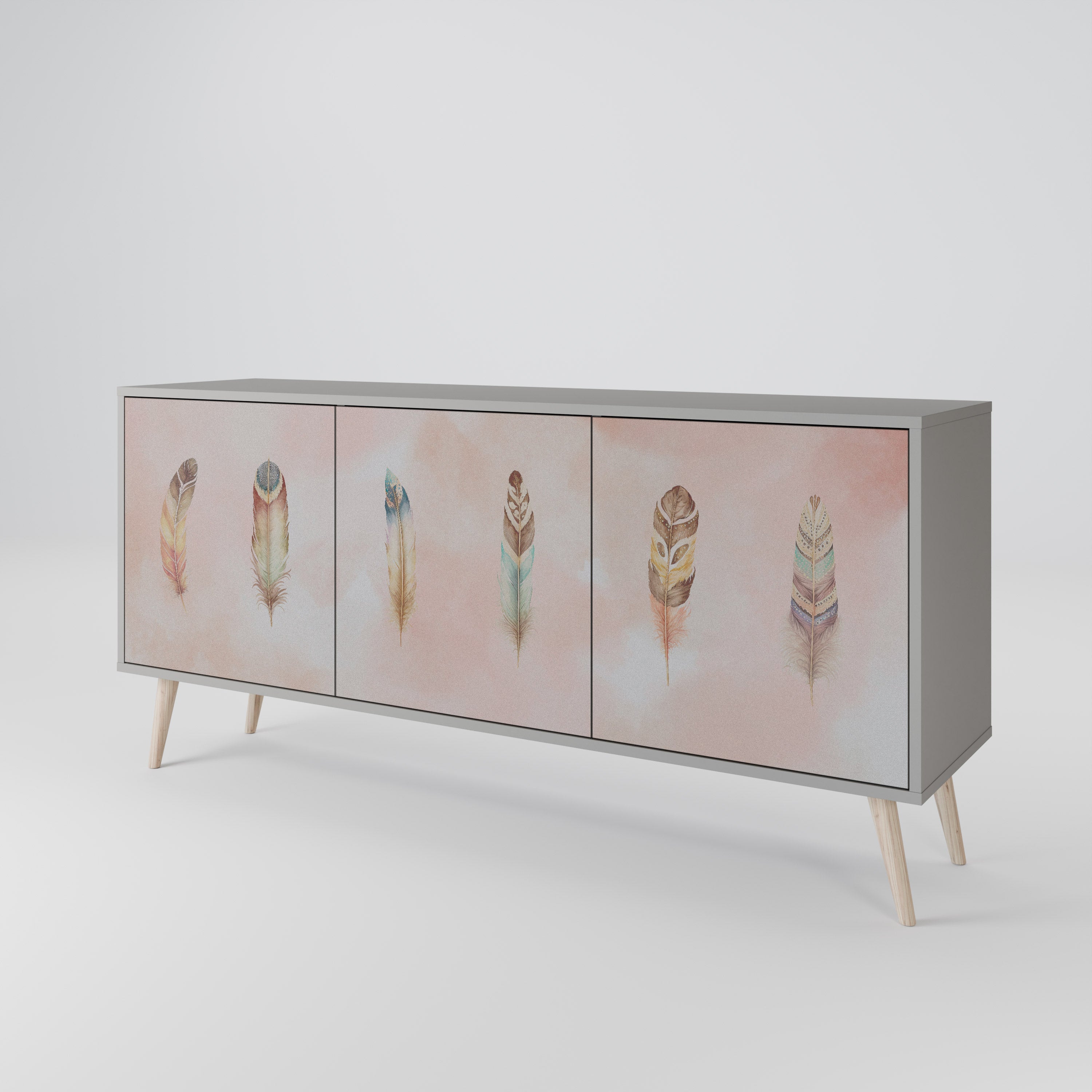 Buffet 3 portes DELIQUESCE en finition grise