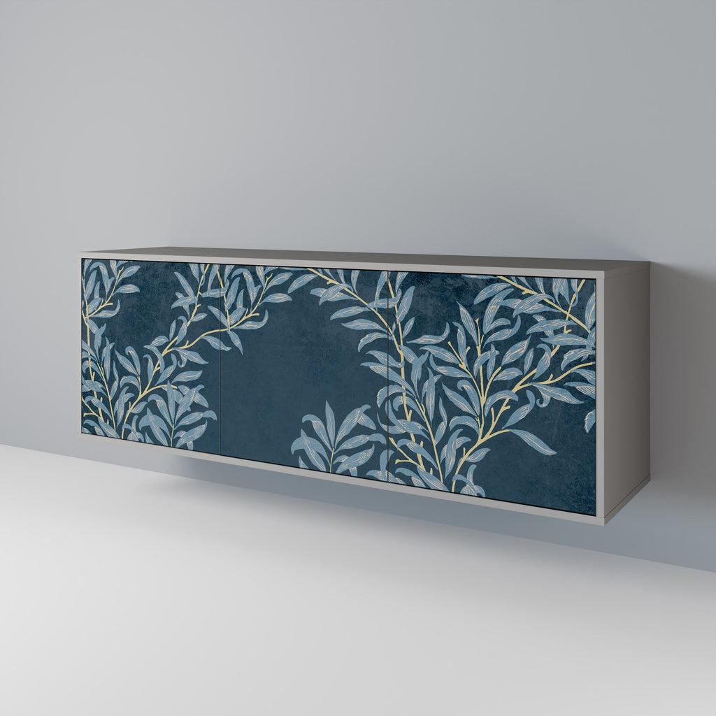 Buffet 3 portes BLUE LEAVES en finition grise
