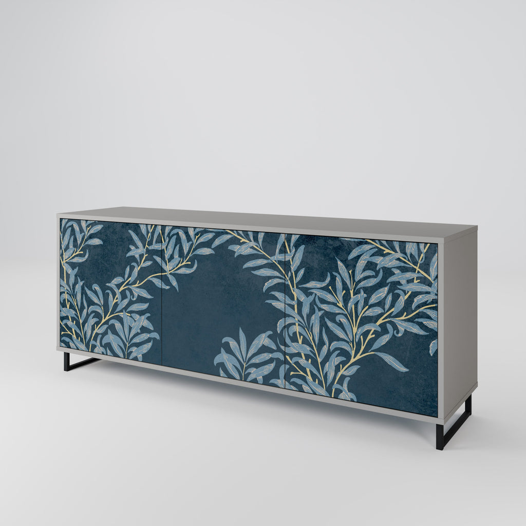 Buffet 3 portes BLUE LEAVES en finition grise
