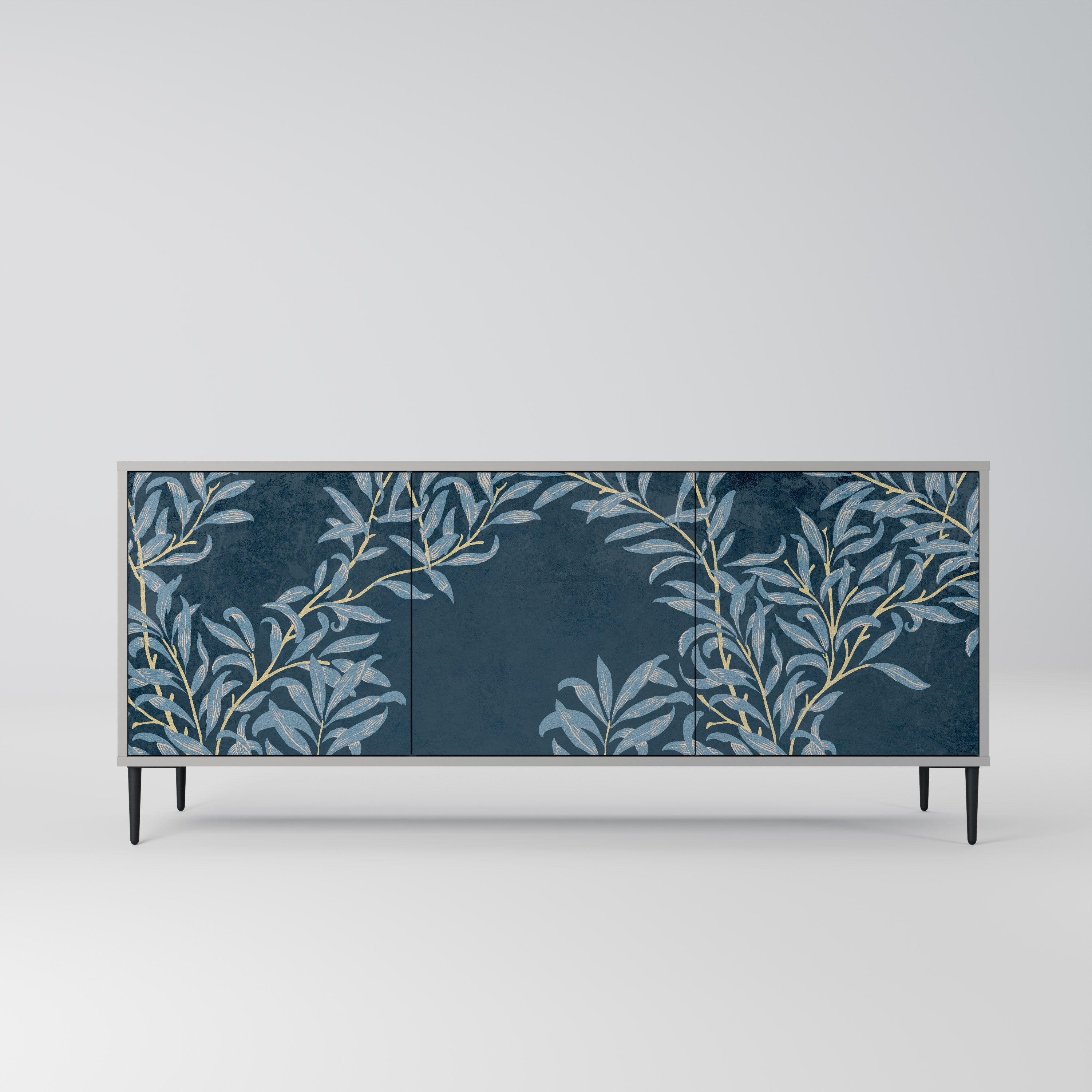 Buffet 3 portes BLUE LEAVES en finition grise