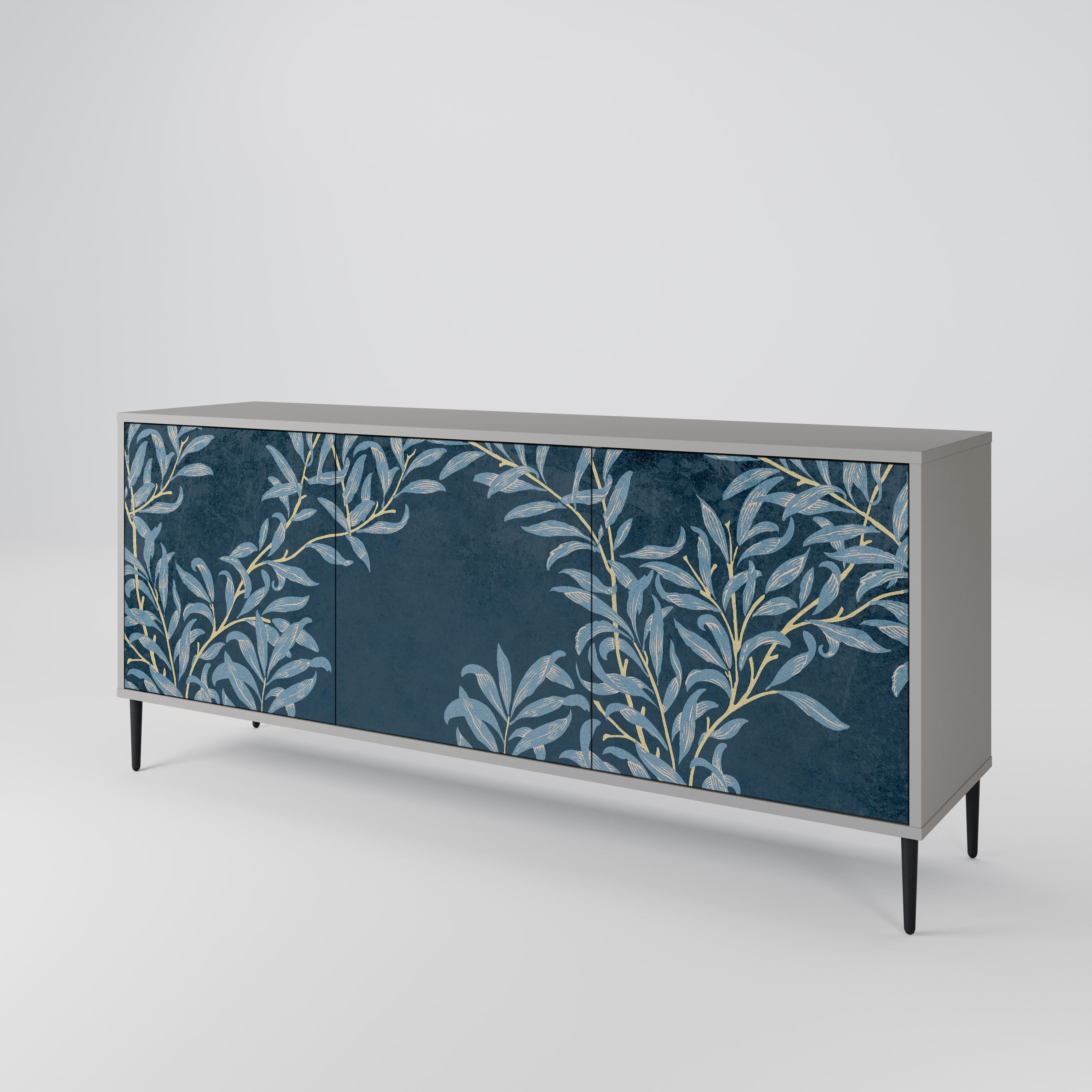Buffet 3 portes BLUE LEAVES en finition grise