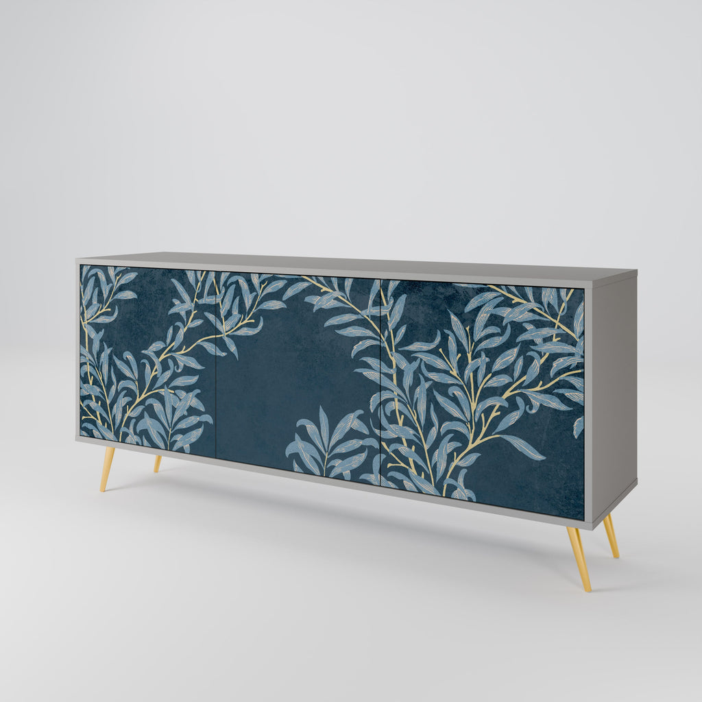 Buffet 3 portes BLUE LEAVES en finition grise
