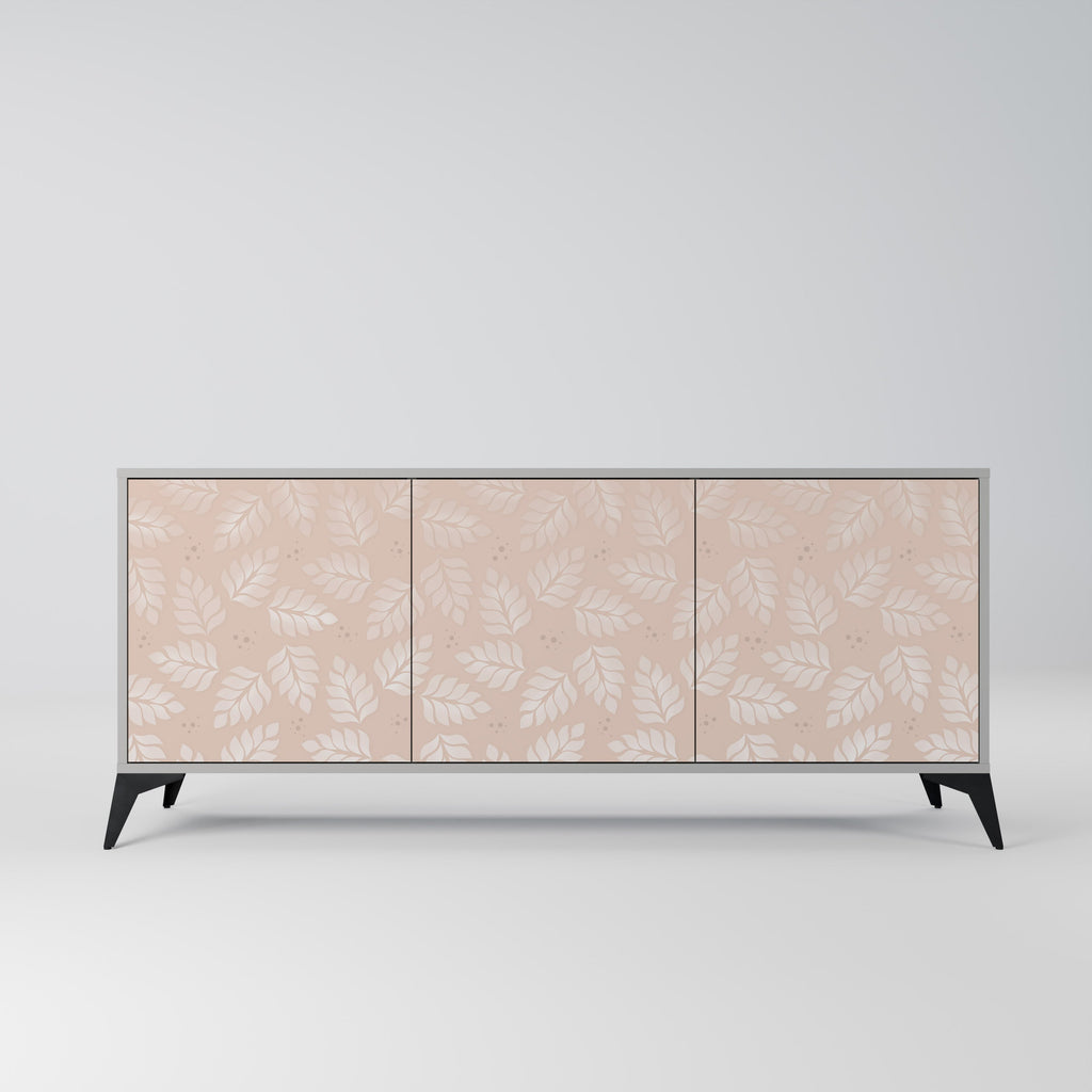 Buffet 3 portes LEAVES ON BEIGE finition grise