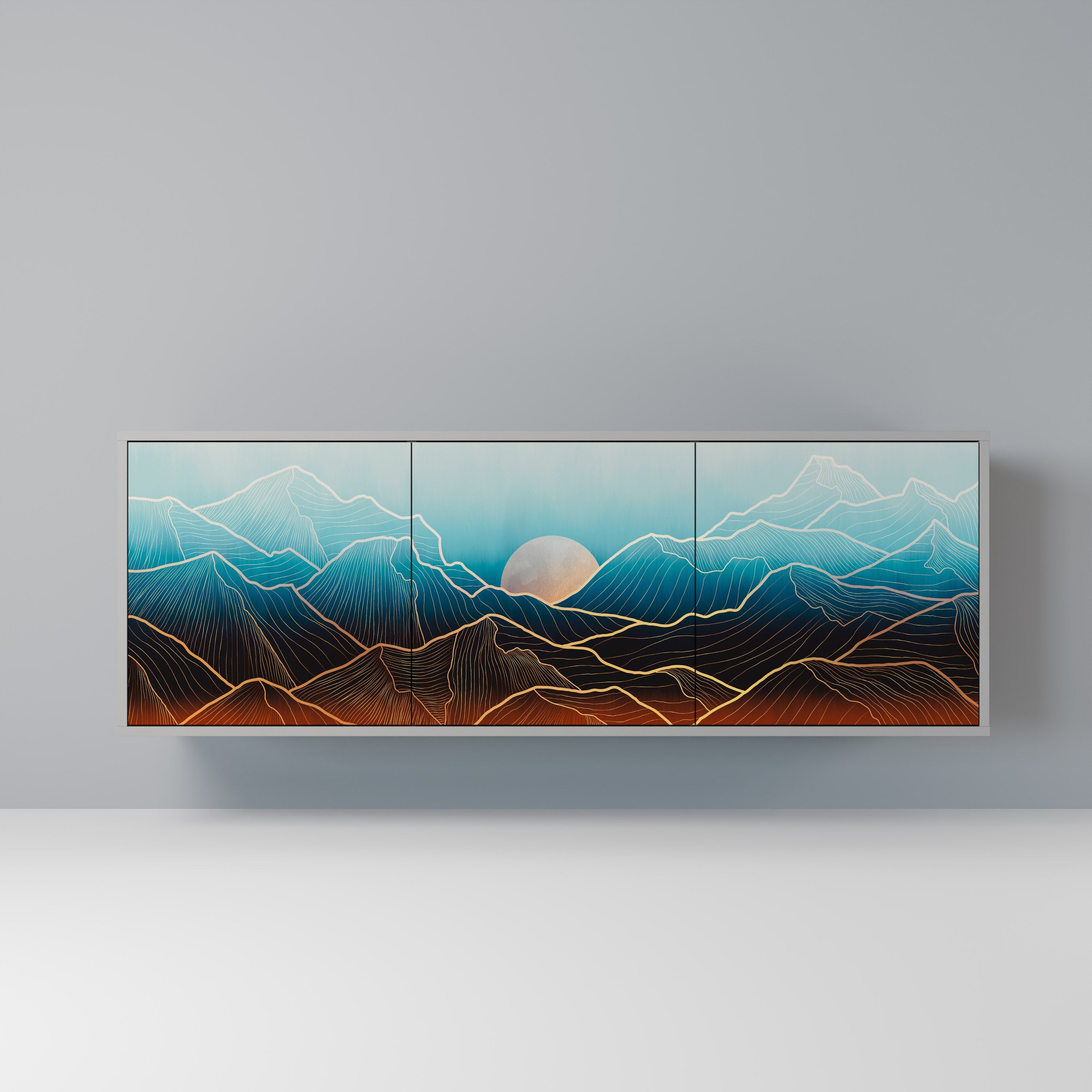 Buffet 3 portes LUNAR SECRETS en finition grise