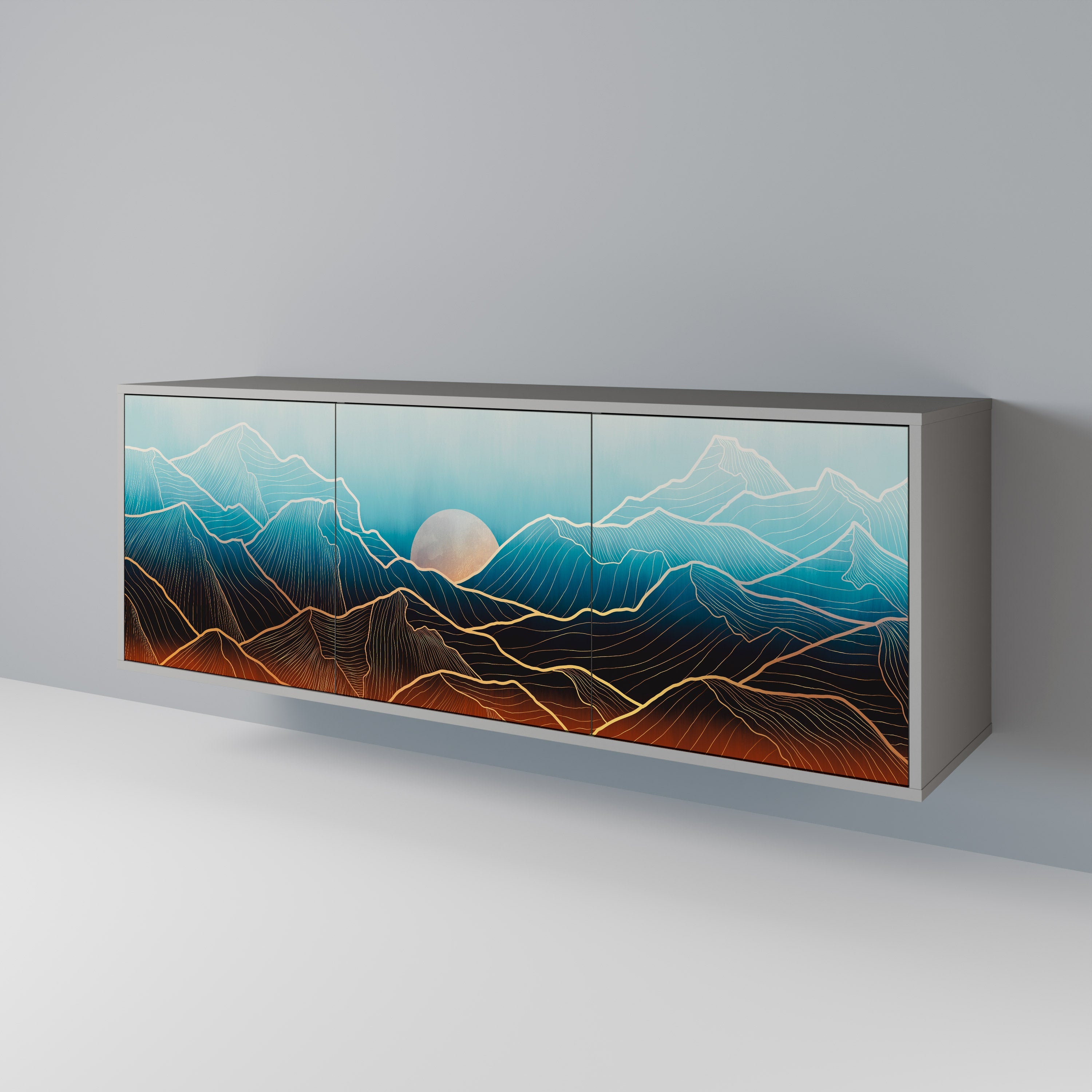 Buffet 3 portes LUNAR SECRETS en finition grise