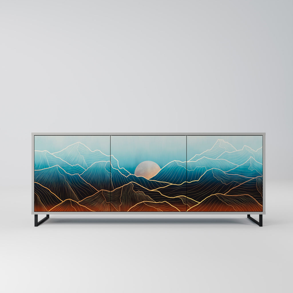 Buffet 3 portes LUNAR SECRETS en finition grise