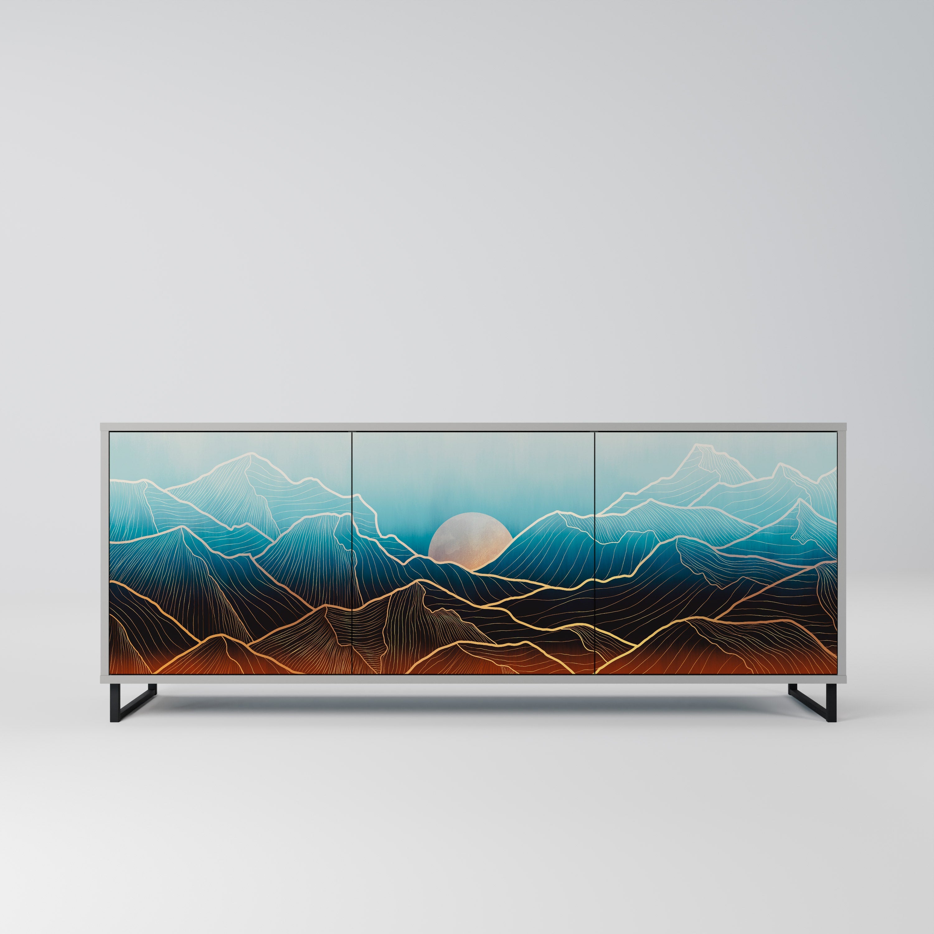 Buffet 3 portes LUNAR SECRETS en finition grise