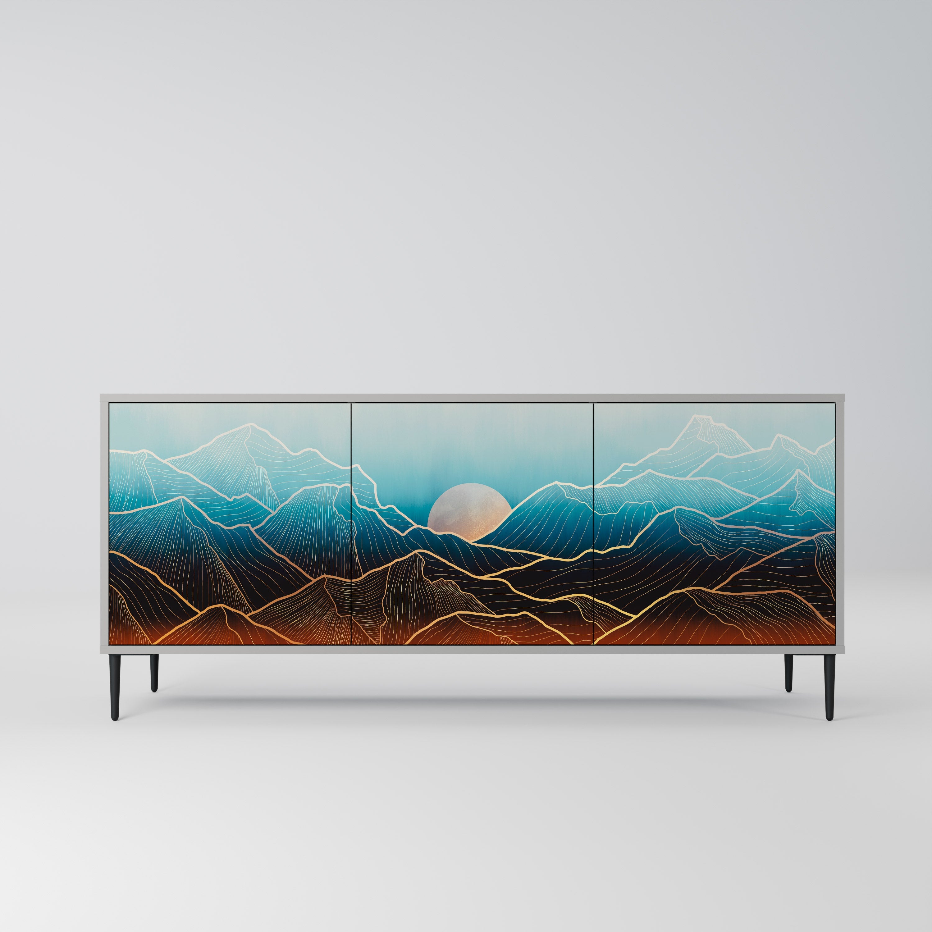 Buffet 3 portes LUNAR SECRETS en finition grise