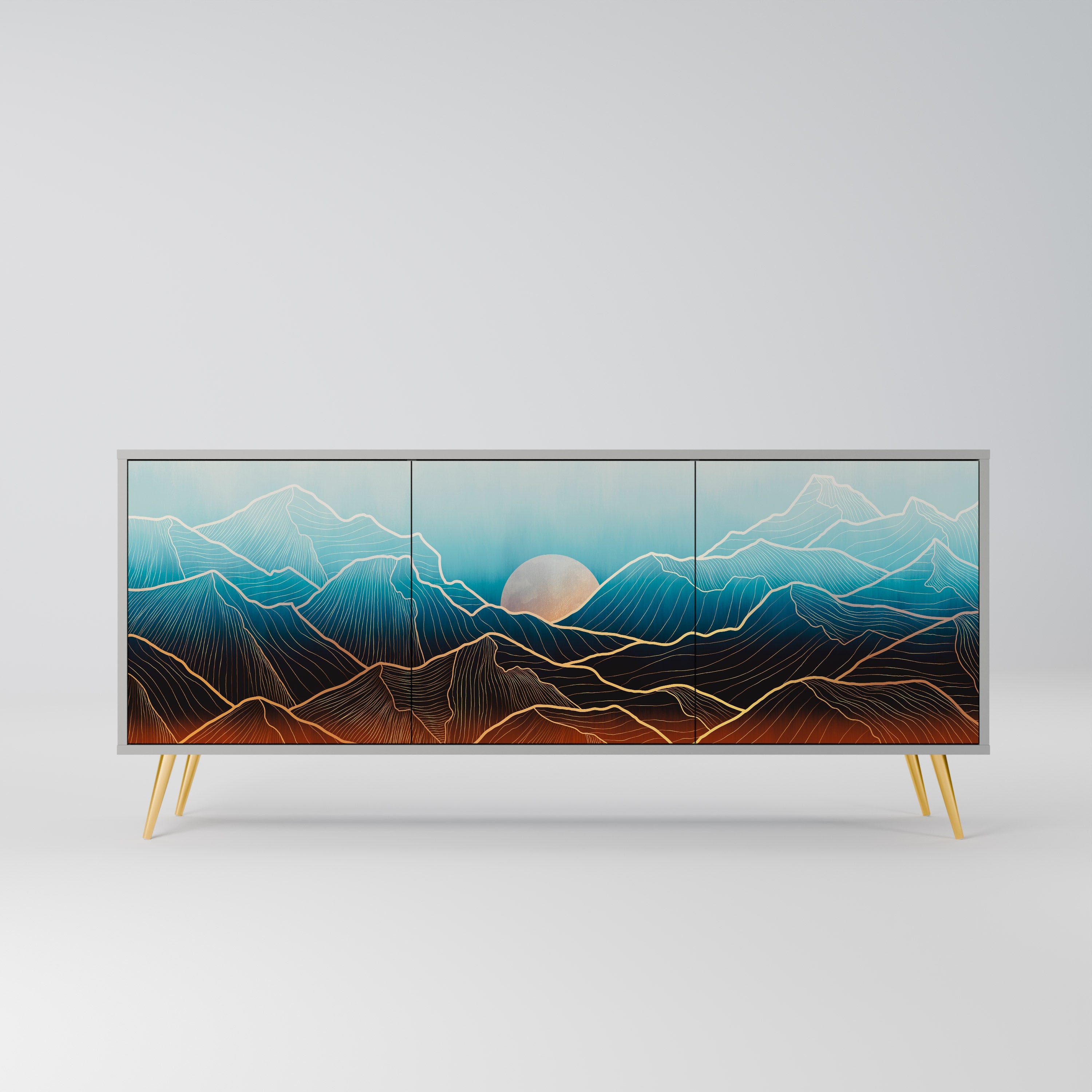 Buffet 3 portes LUNAR SECRETS en finition grise