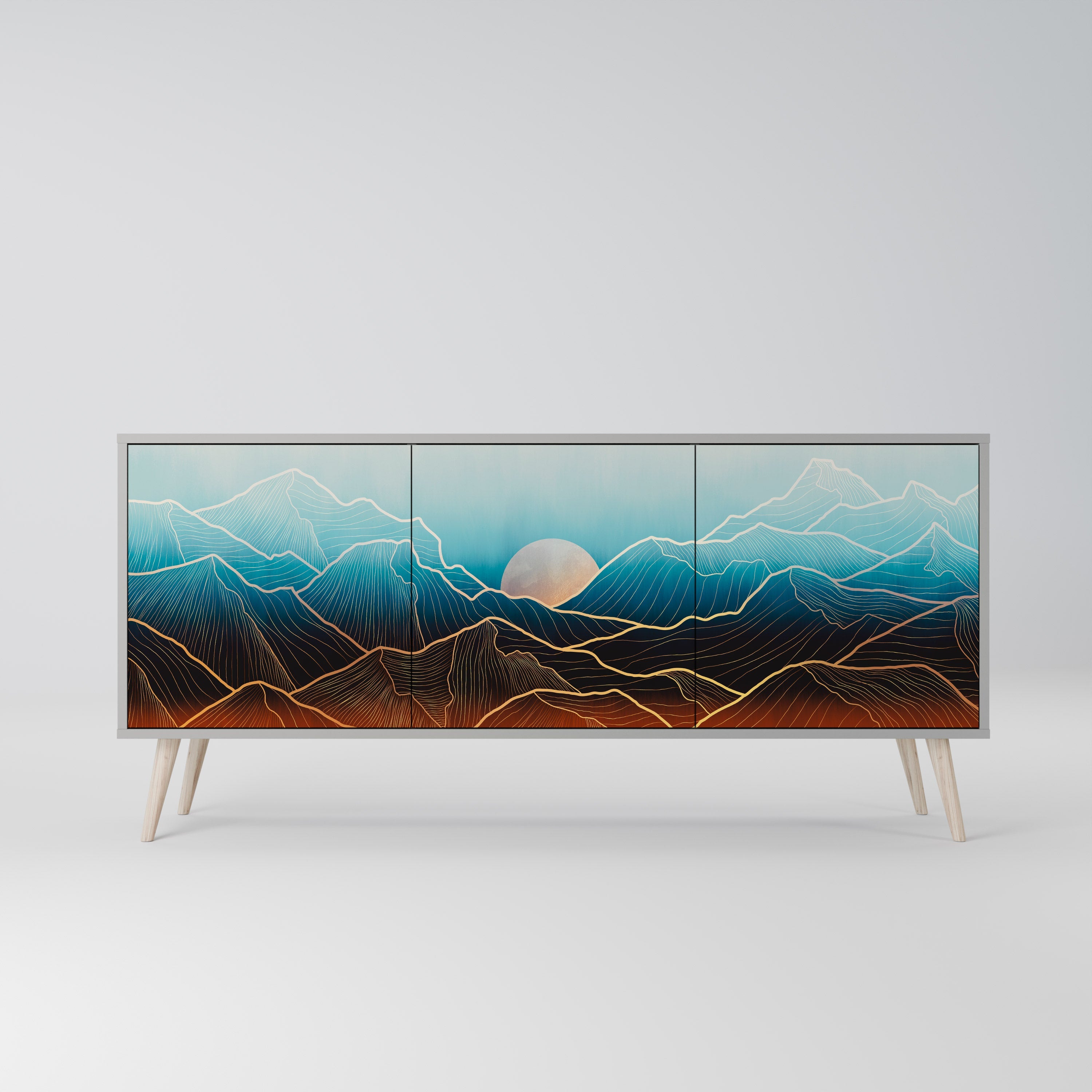 Buffet 3 portes LUNAR SECRETS en finition grise