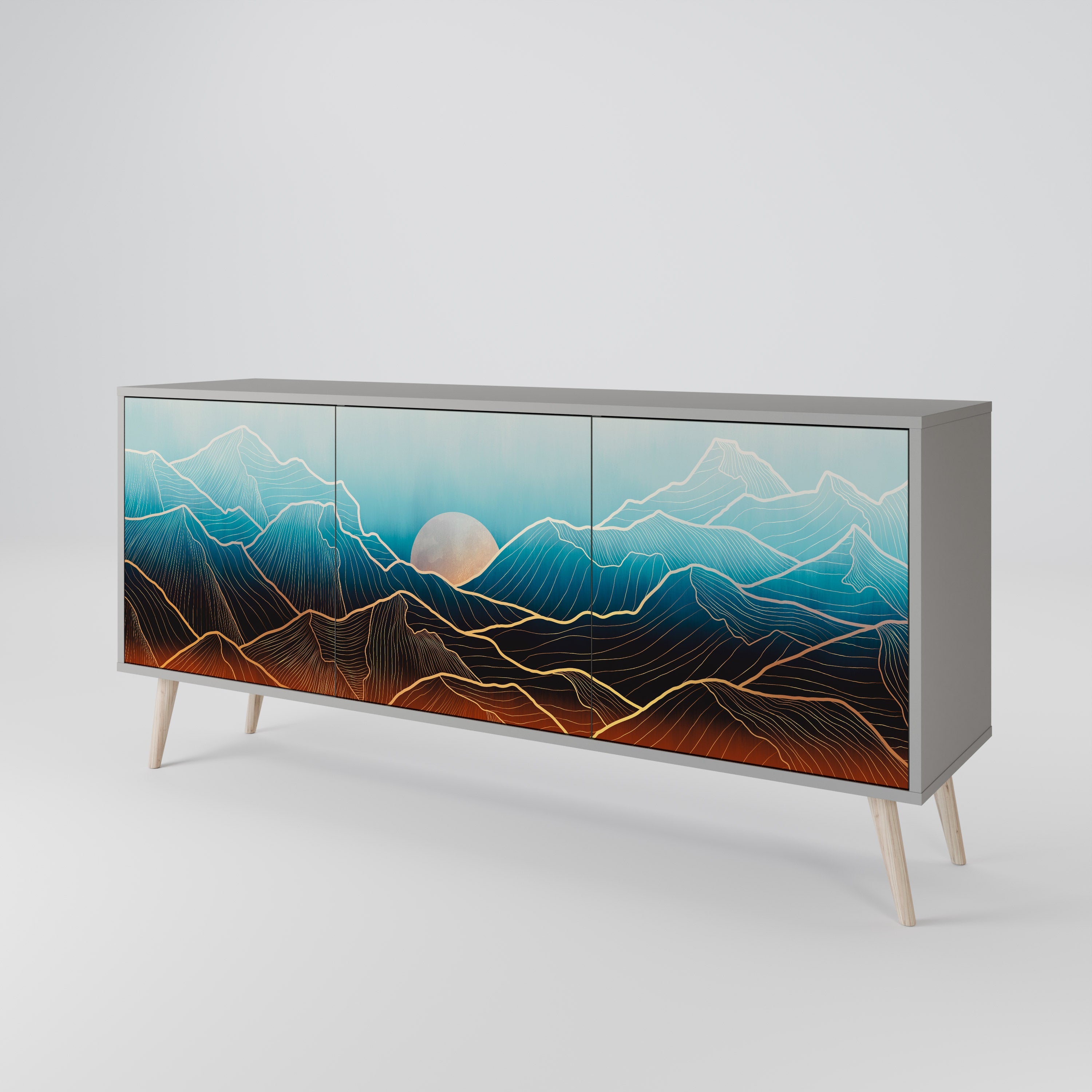 Buffet 3 portes LUNAR SECRETS en finition grise