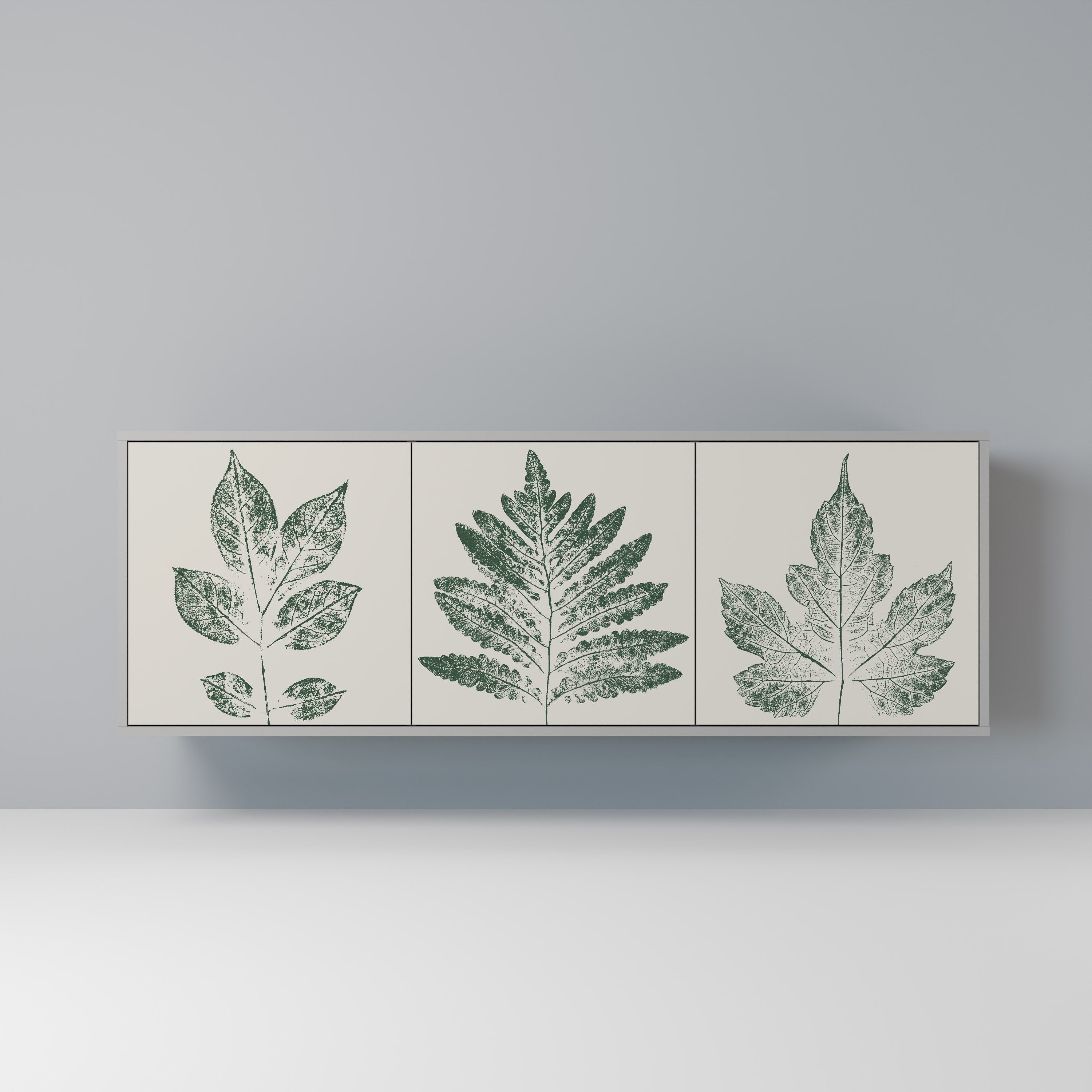 Buffet 3 portes GREEN LEAFY STAMPS finition grise