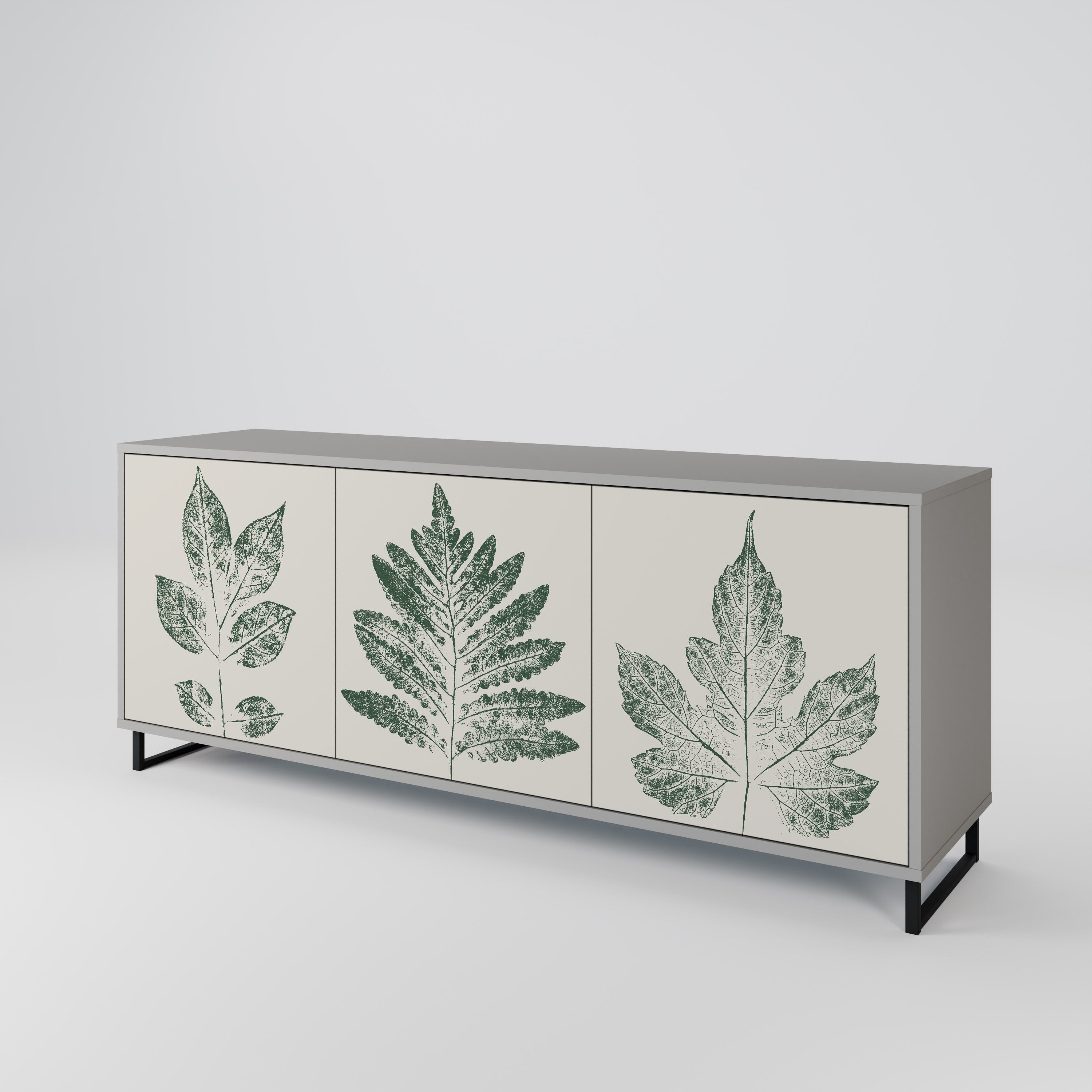 Buffet 3 portes GREEN LEAFY STAMPS finition grise