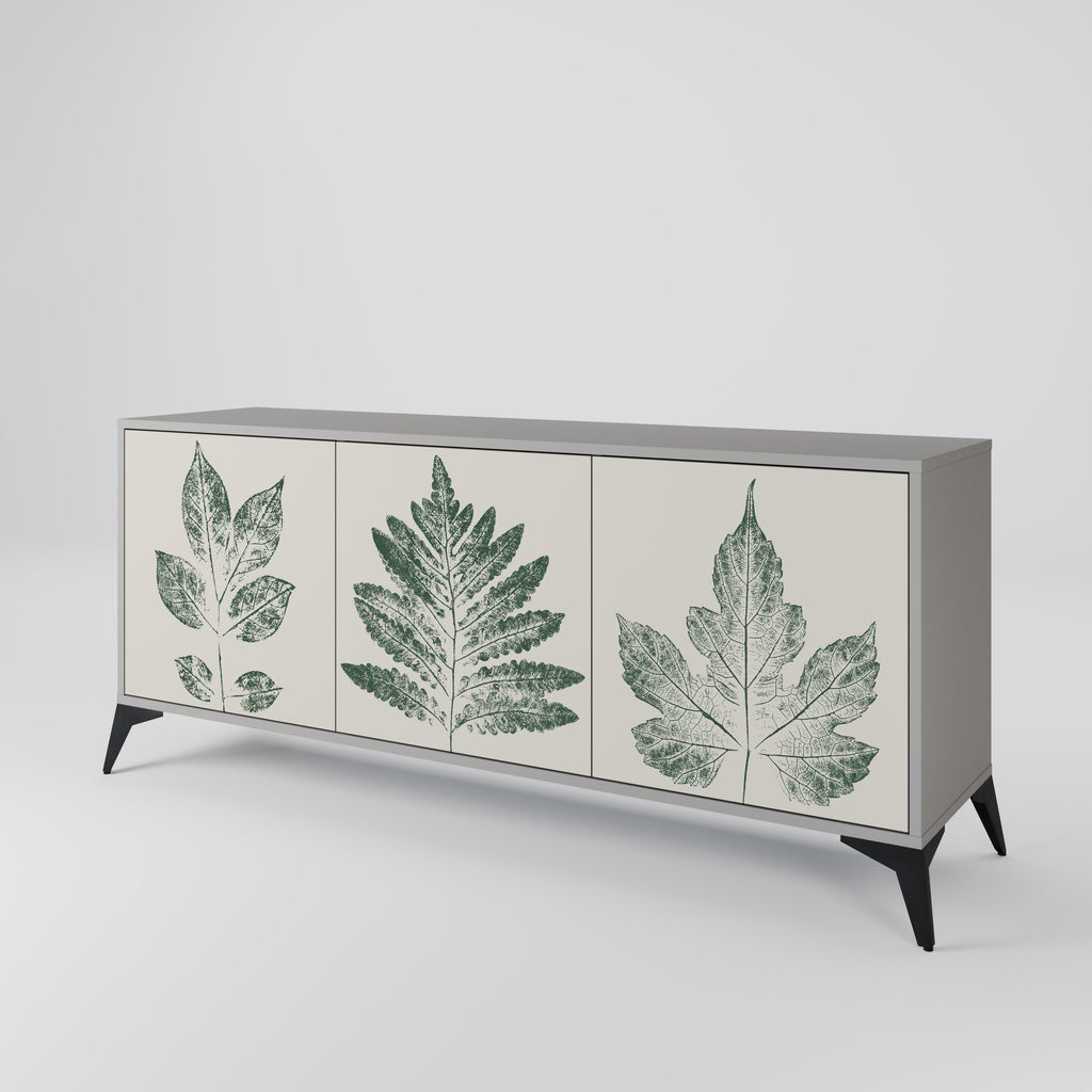 Buffet 3 portes GREEN LEAFY STAMPS finition grise