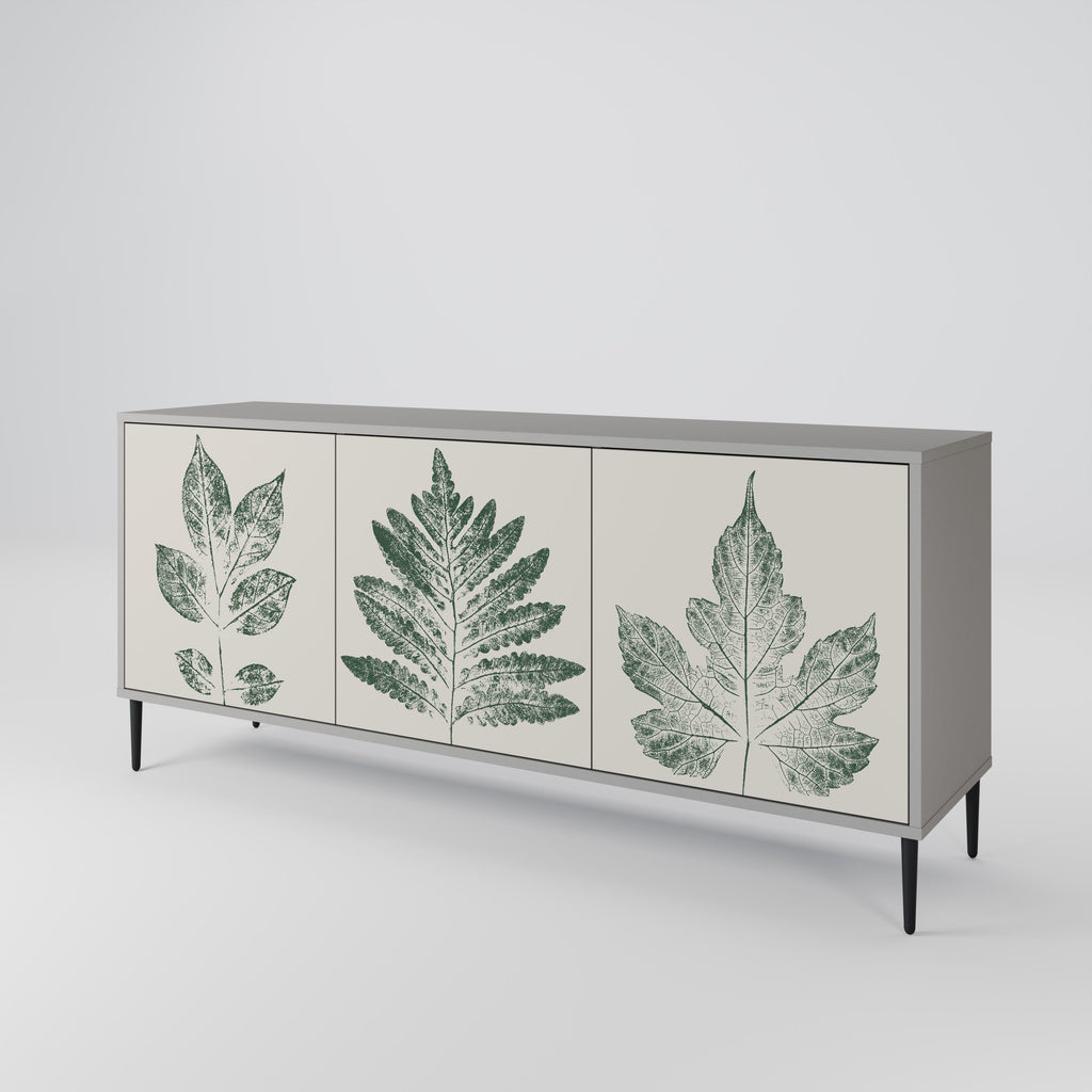 Buffet 3 portes GREEN LEAFY STAMPS finition grise