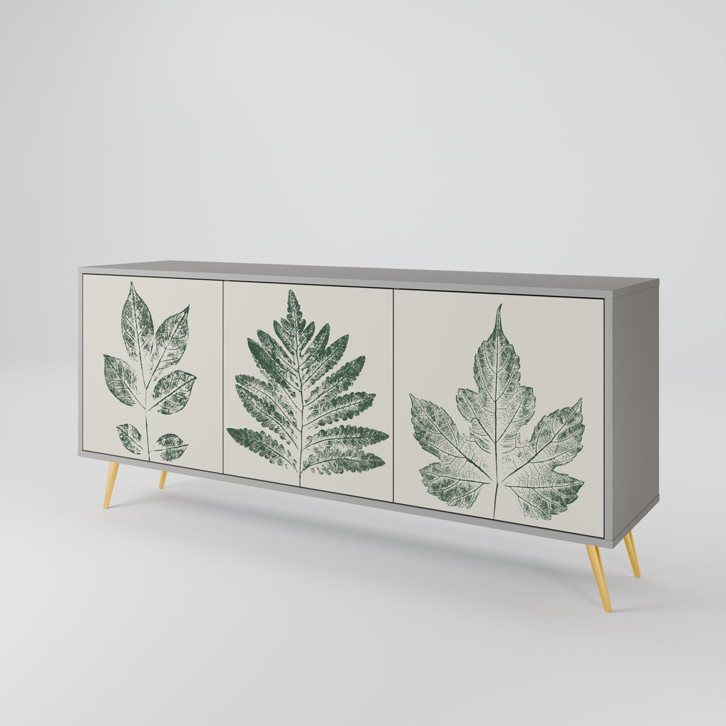 Buffet 3 portes GREEN LEAFY STAMPS finition grise