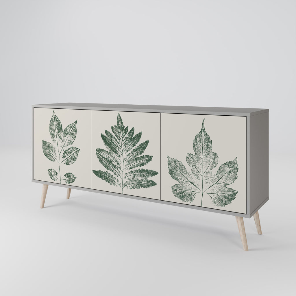 Buffet 3 portes GREEN LEAFY STAMPS finition grise