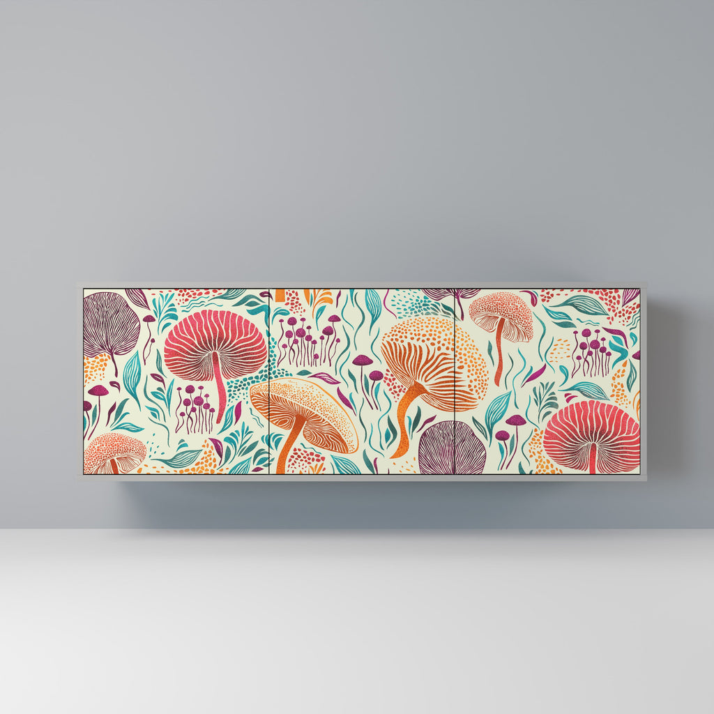 Buffet 3 portes Fungus Fantasy en finition grise