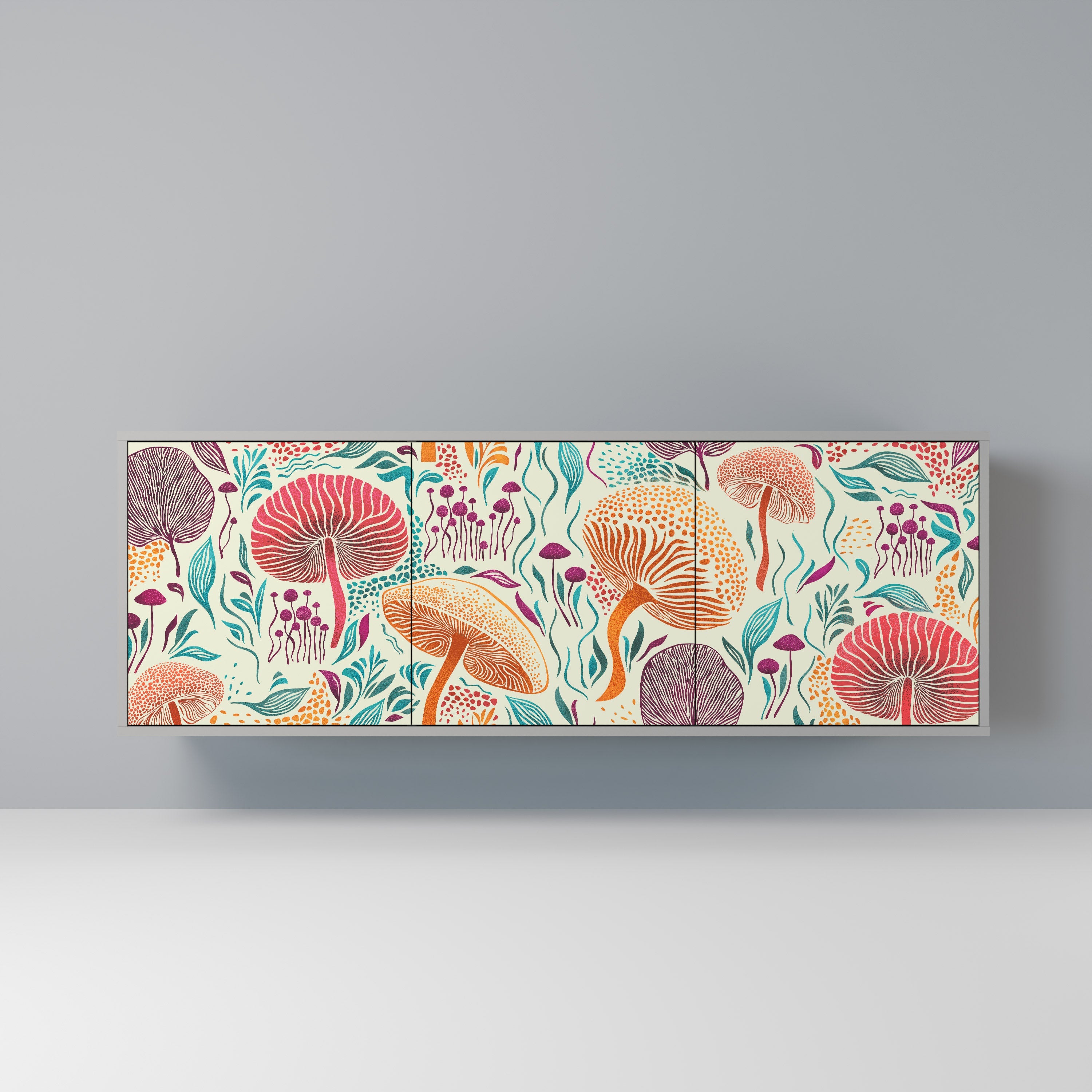 Buffet 3 portes Fungus Fantasy en finition grise