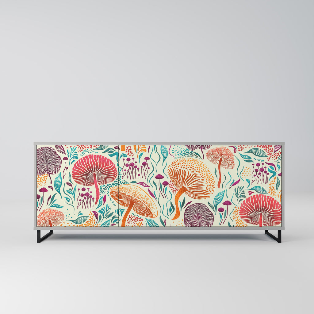 Buffet 3 portes Fungus Fantasy en finition grise