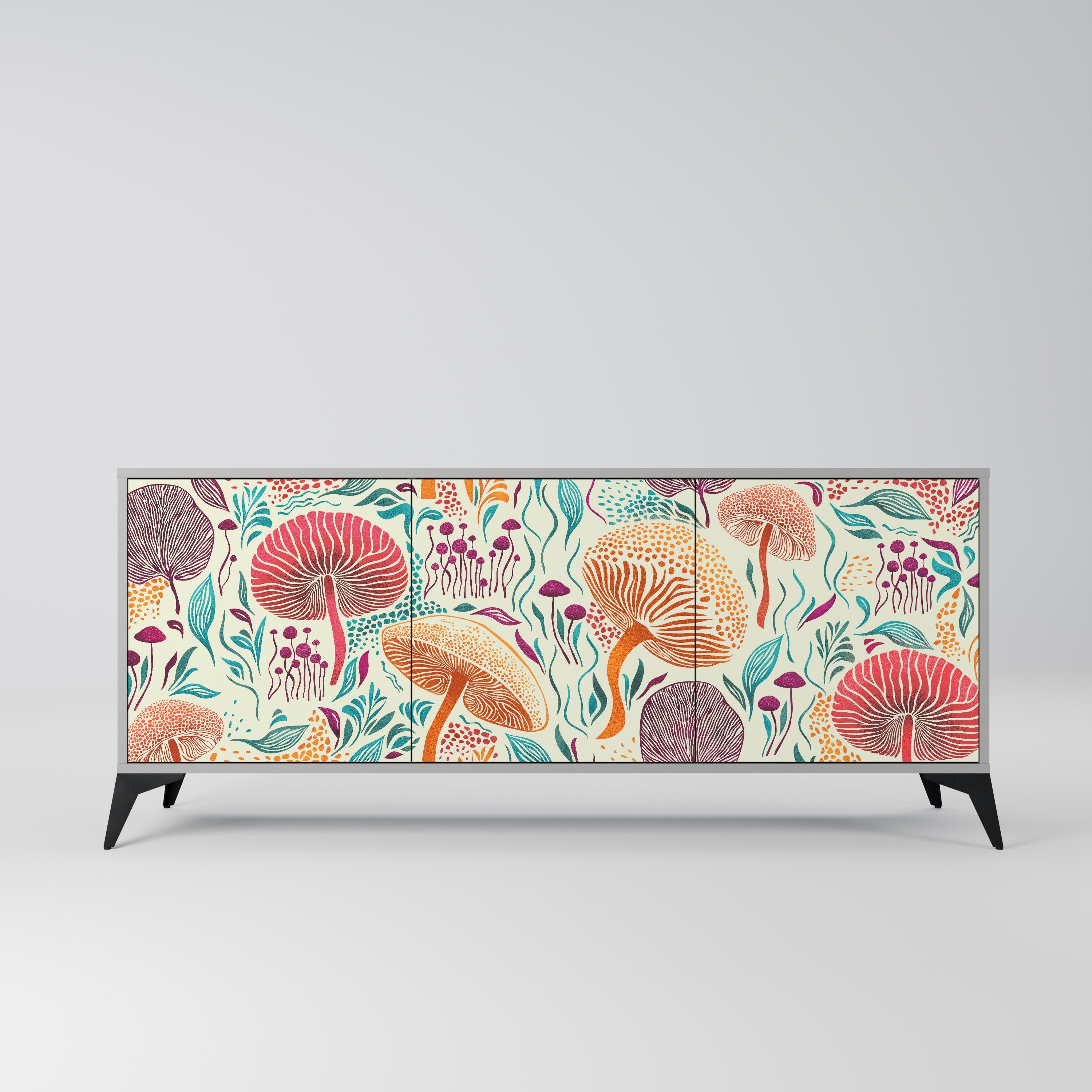 Buffet 3 portes Fungus Fantasy en finition grise