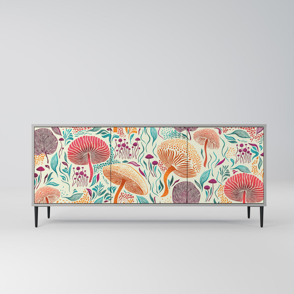 Buffet 3 portes Fungus Fantasy en finition grise