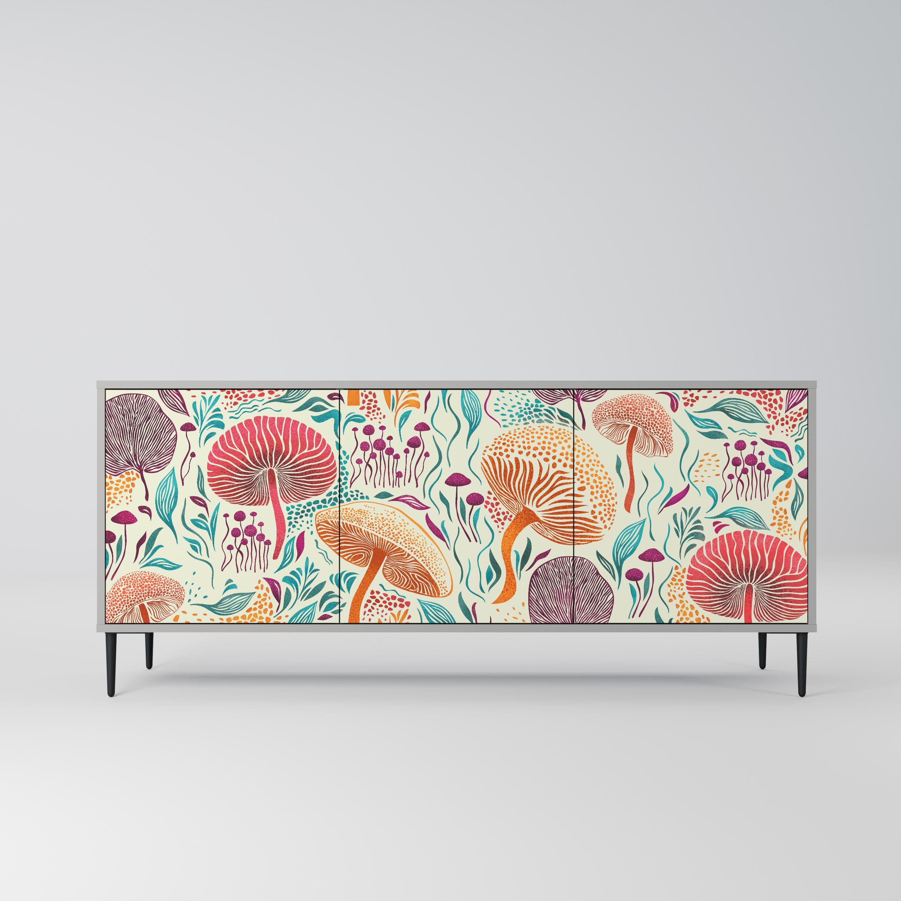 Buffet 3 portes Fungus Fantasy en finition grise