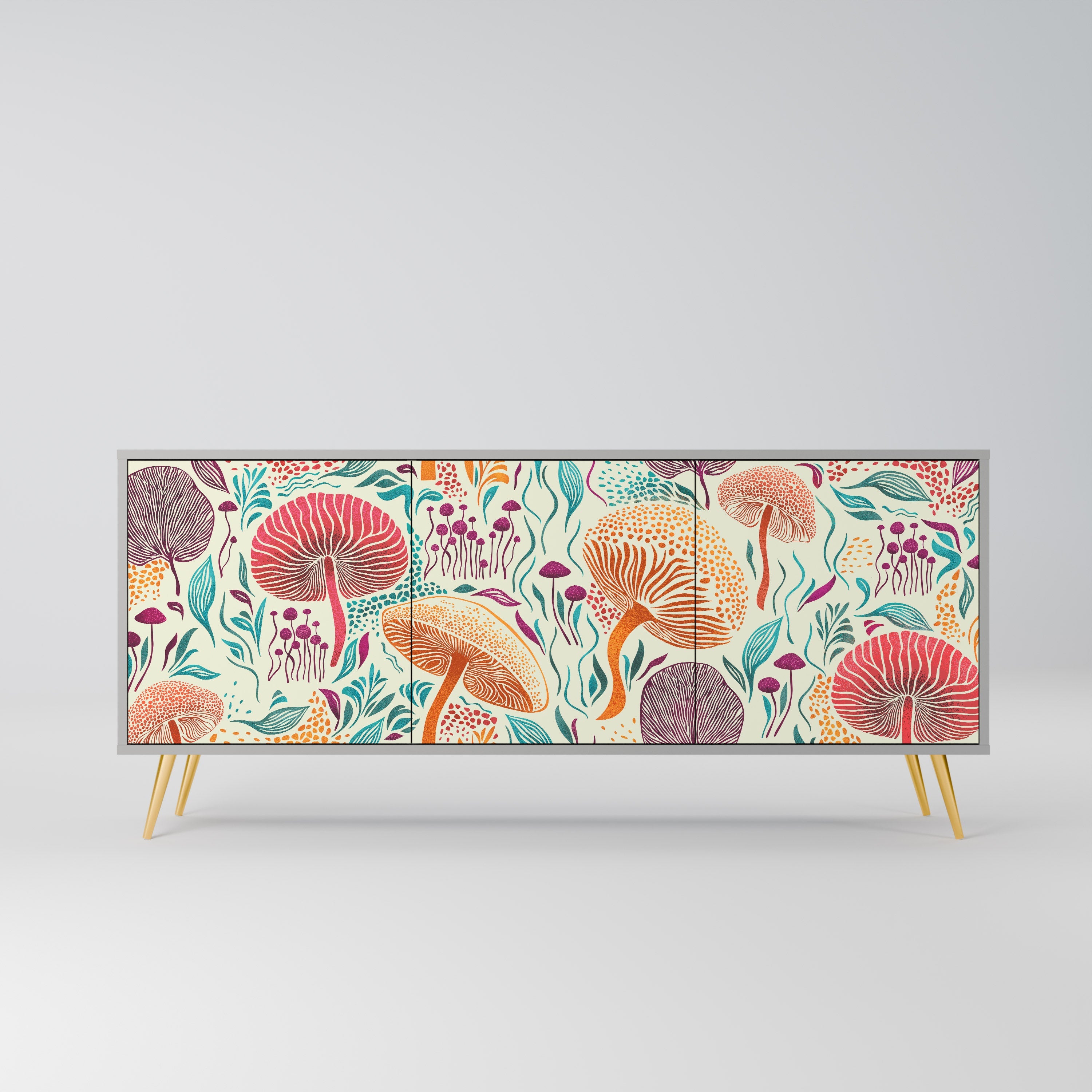 Buffet 3 portes Fungus Fantasy en finition grise