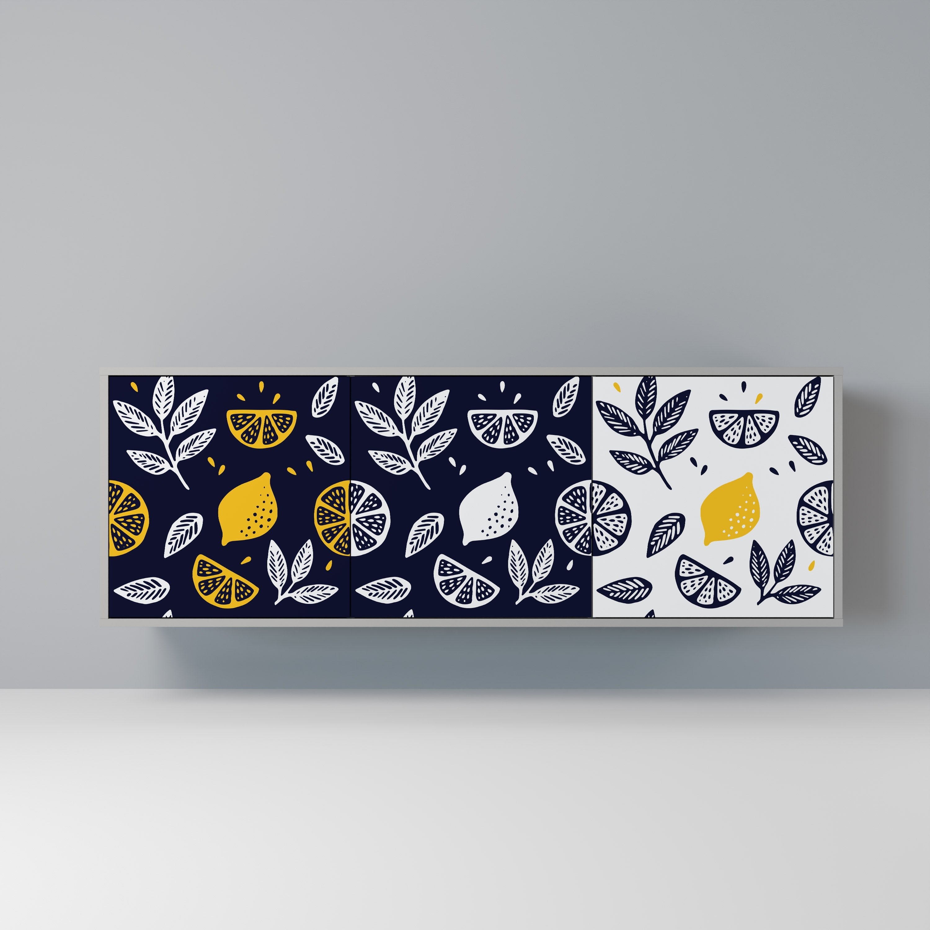 Buffet 3 portes CITRUS NOIR ET BLANC finition grise