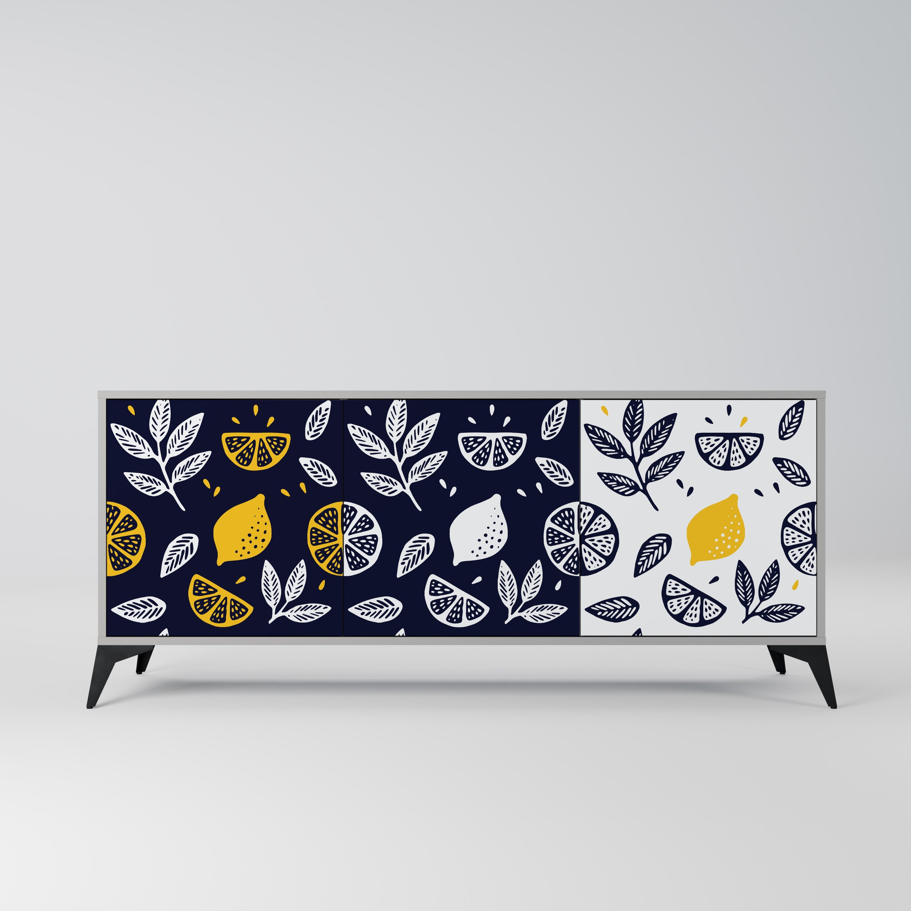 Buffet 3 portes CITRUS NOIR ET BLANC finition grise