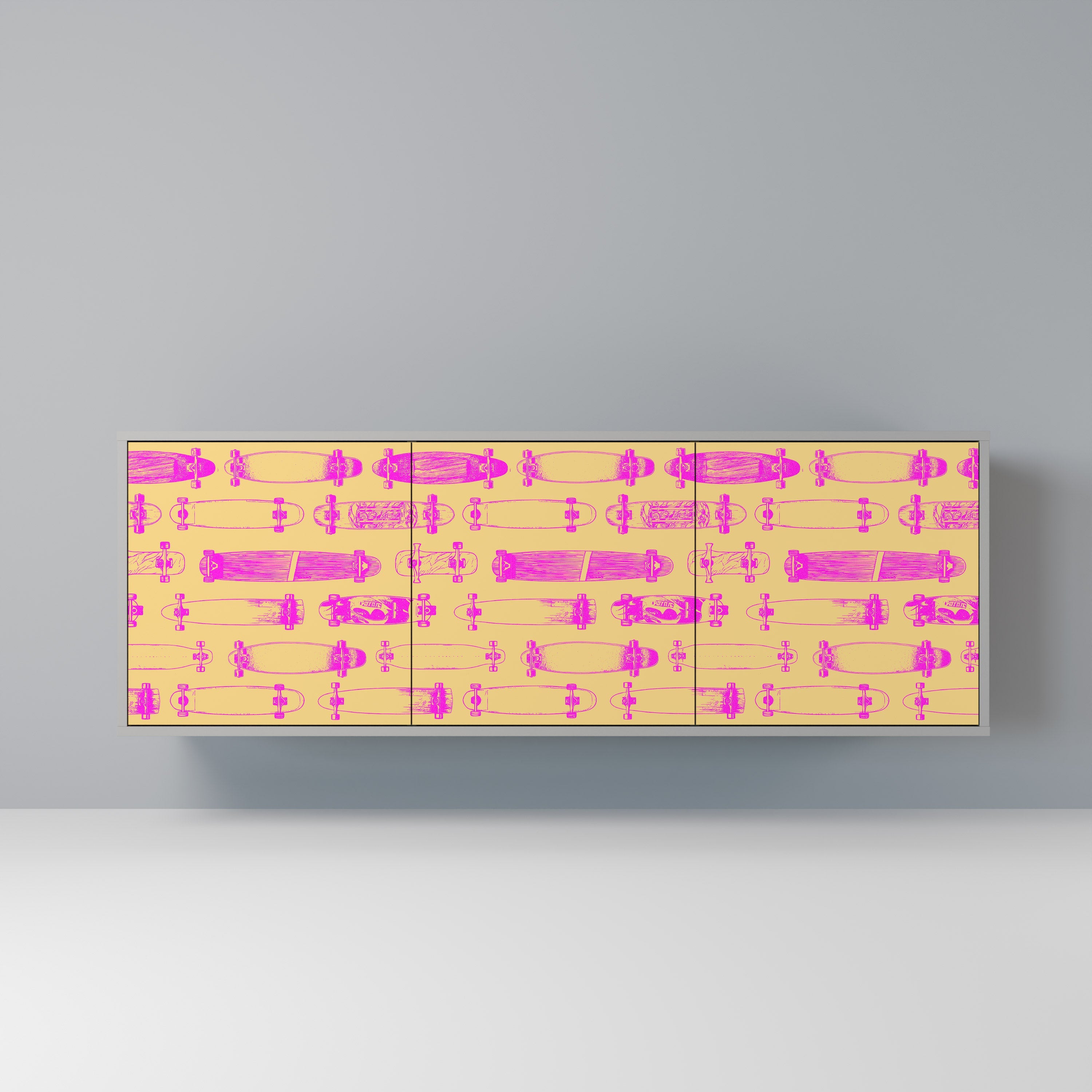 Buffet 3 portes SKATEBOARD ARTISTRY en finition grise