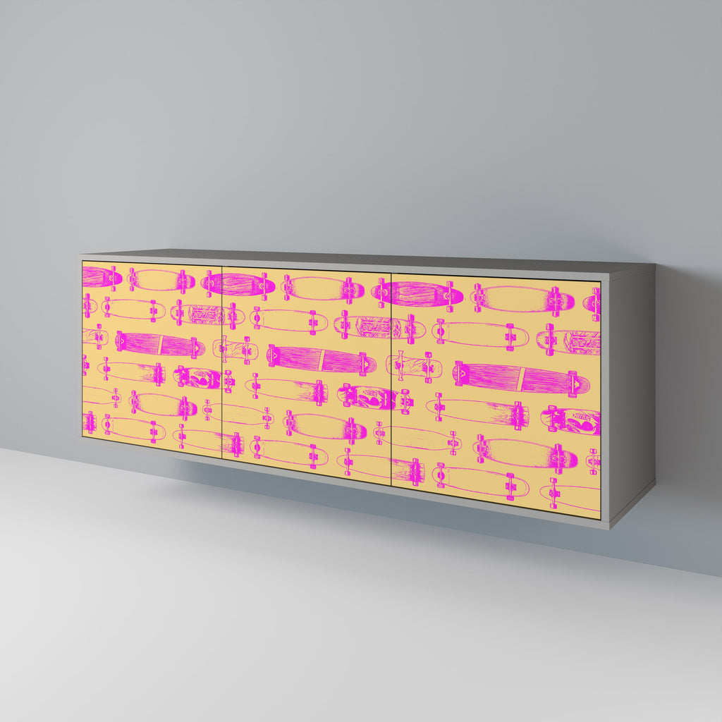 Buffet 3 portes SKATEBOARD ARTISTRY en finition grise