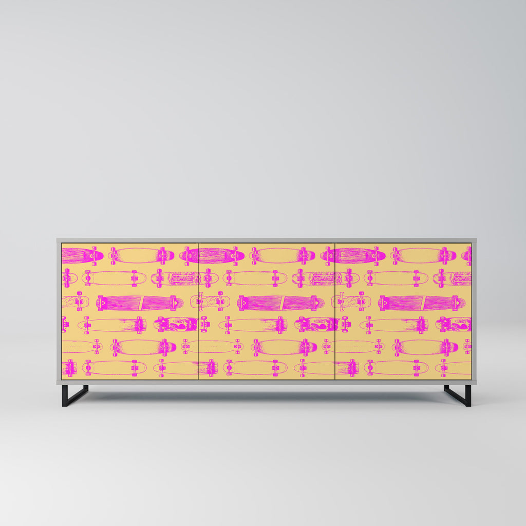 Buffet 3 portes SKATEBOARD ARTISTRY en finition grise