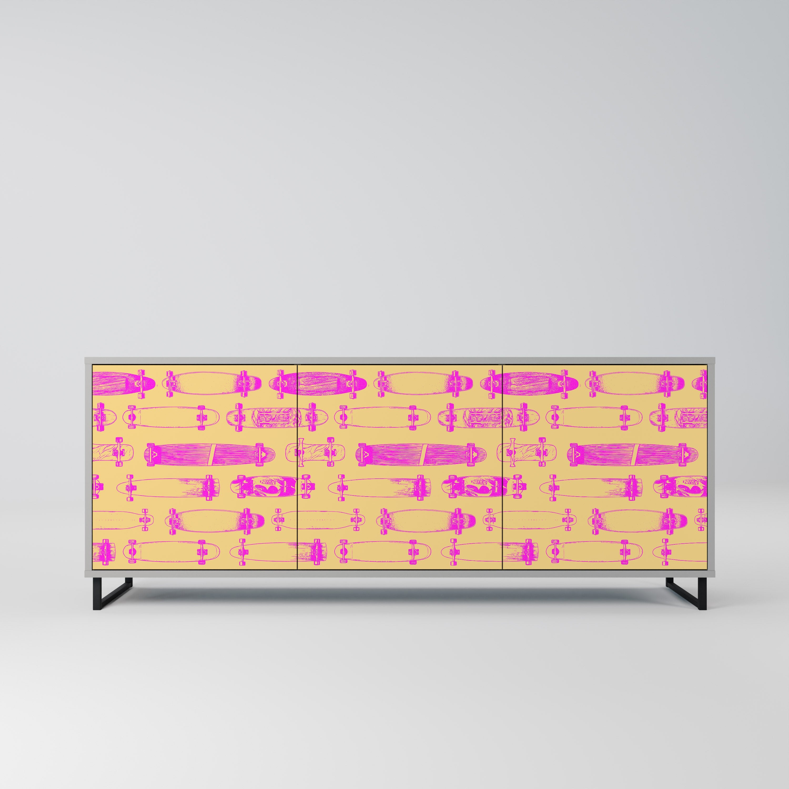 Buffet 3 portes SKATEBOARD ARTISTRY en finition grise