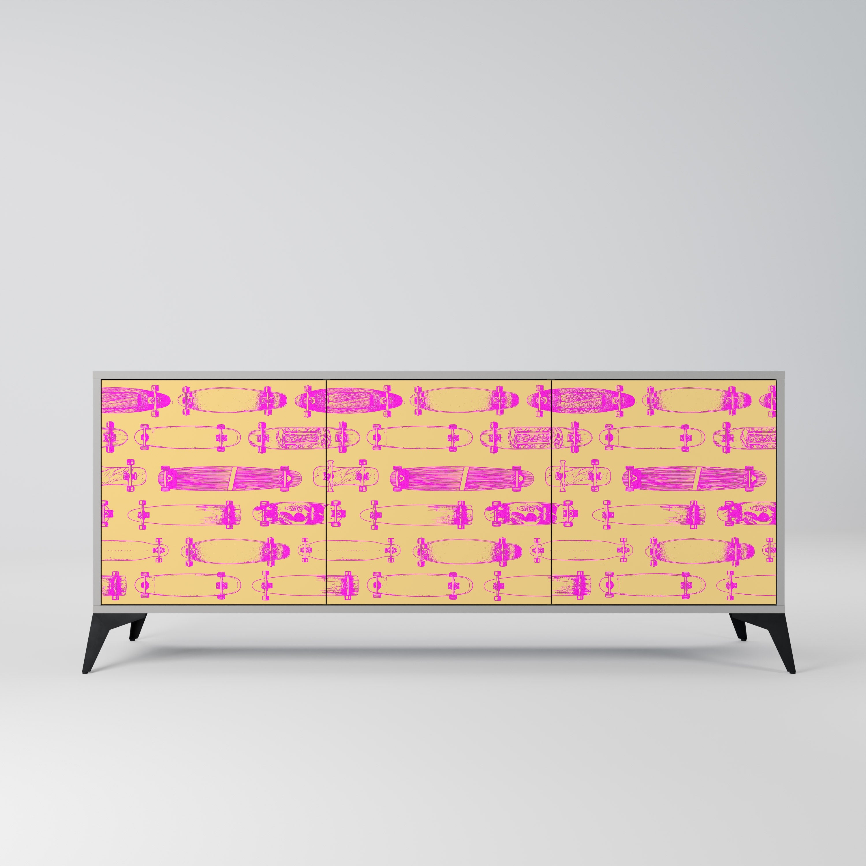 Buffet 3 portes SKATEBOARD ARTISTRY en finition grise