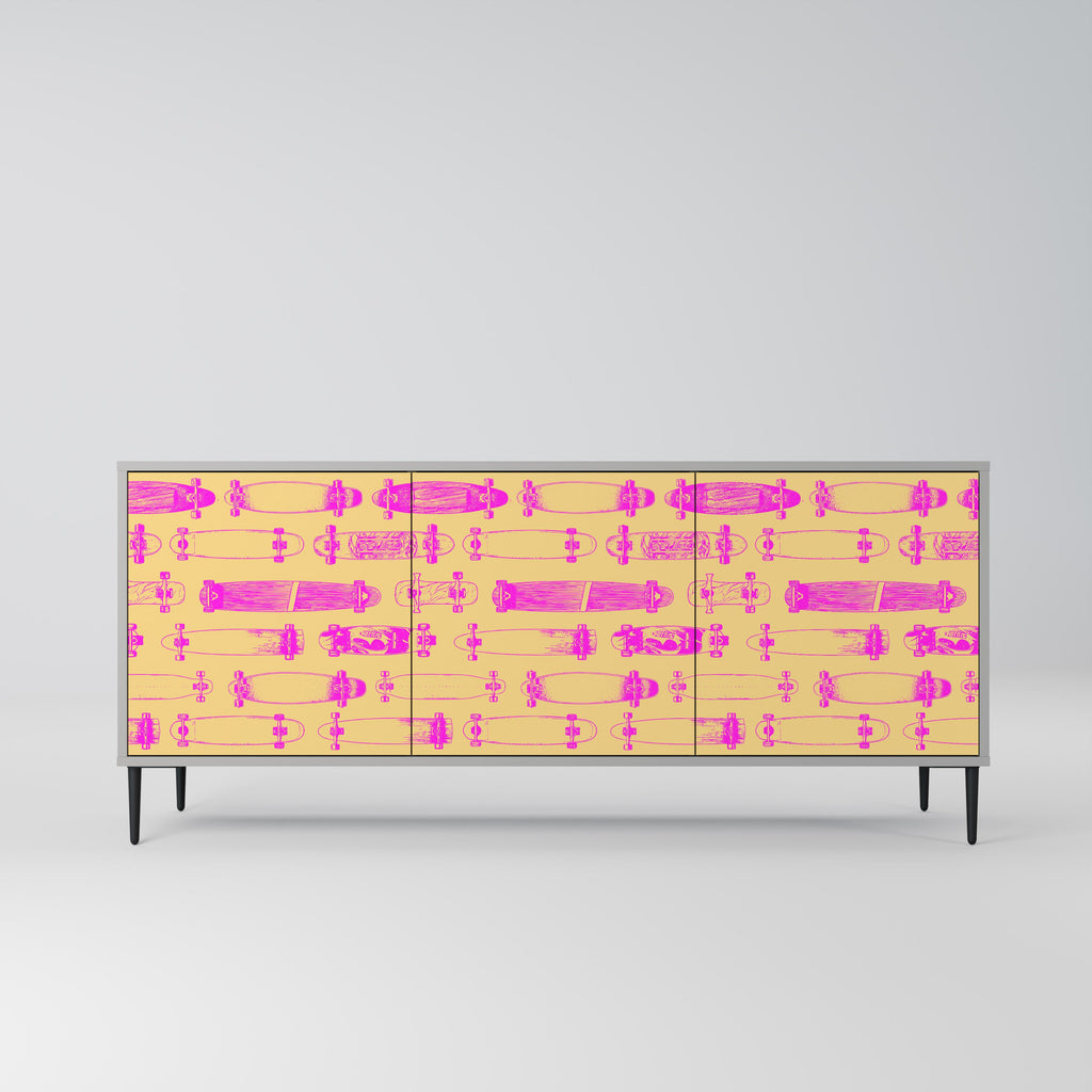 Buffet 3 portes SKATEBOARD ARTISTRY en finition grise