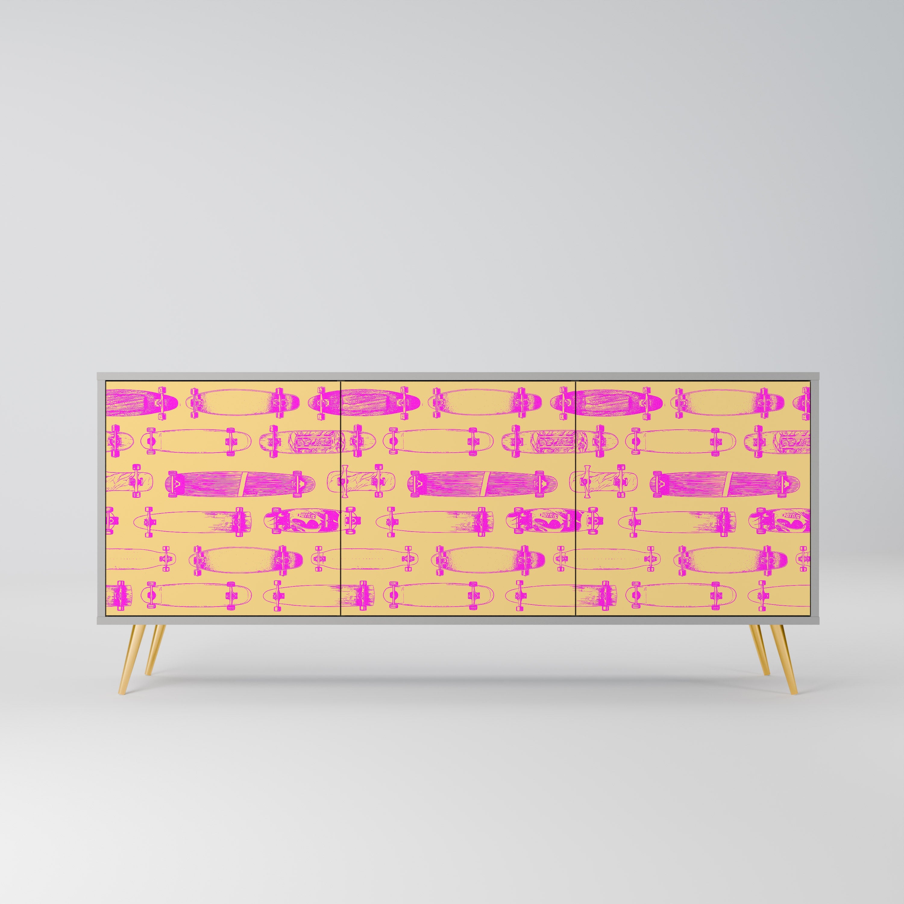 Buffet 3 portes SKATEBOARD ARTISTRY en finition grise