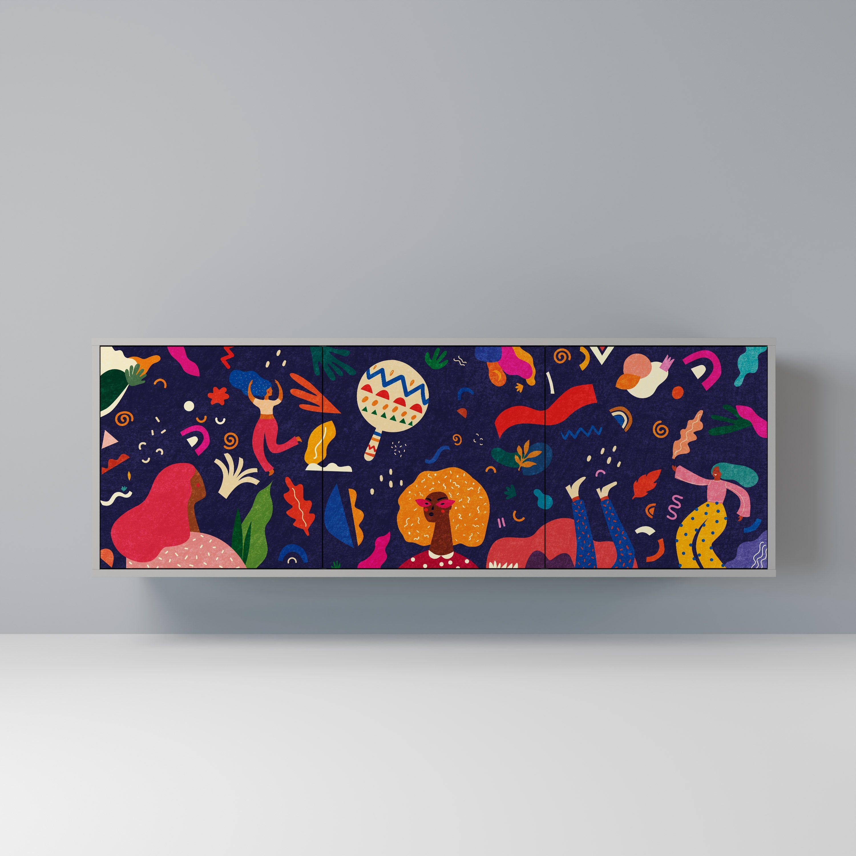 Buffet 3 portes FESTIVE PLEASURES en finition grise