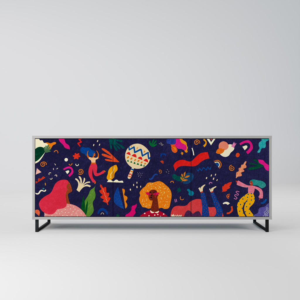 Buffet 3 portes FESTIVE PLEASURES en finition grise