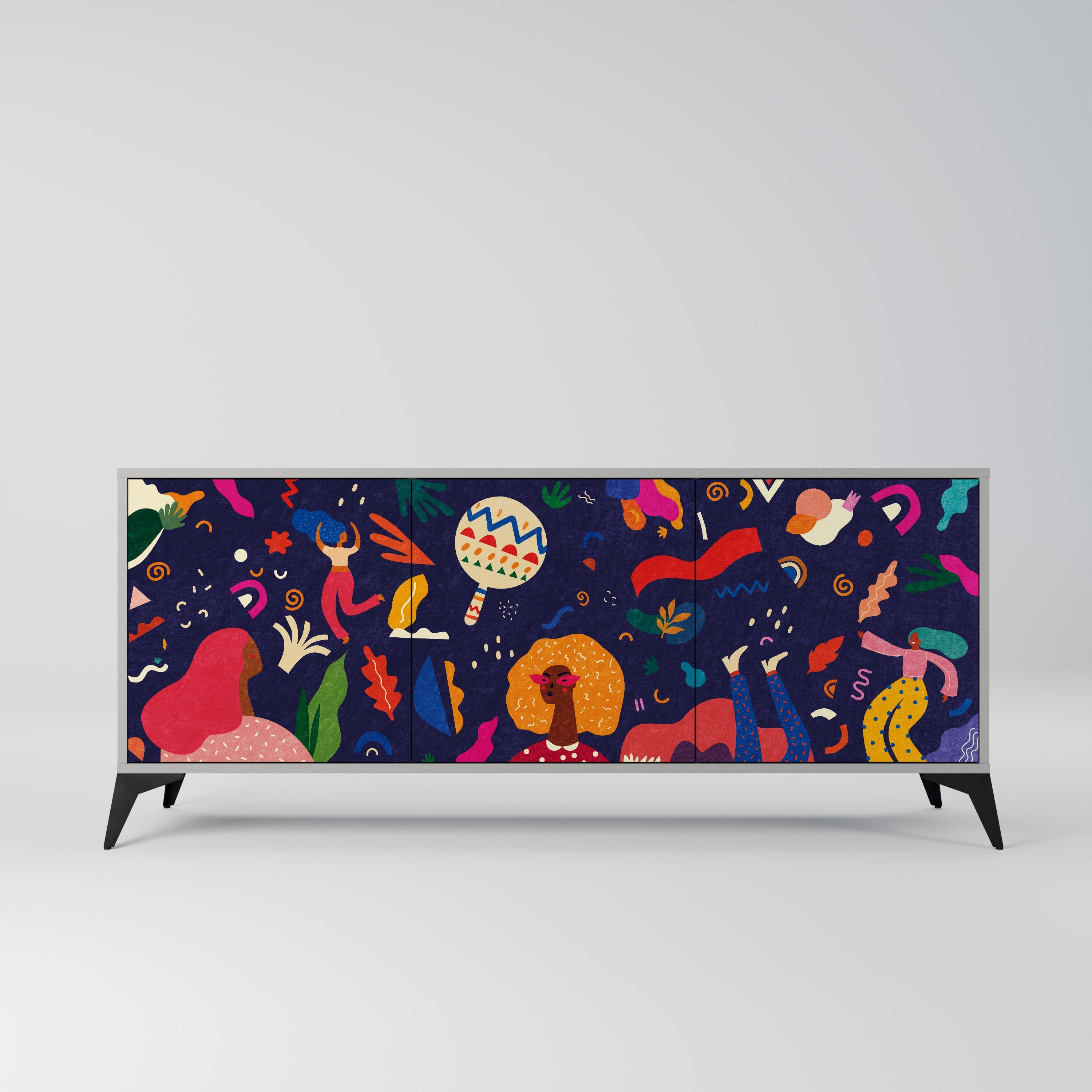 Buffet 3 portes FESTIVE PLEASURES en finition grise