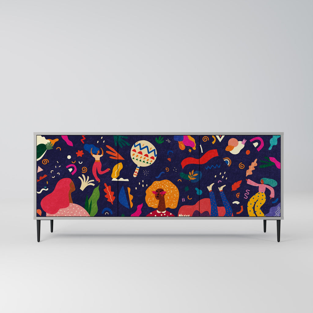 Buffet 3 portes FESTIVE PLEASURES en finition grise