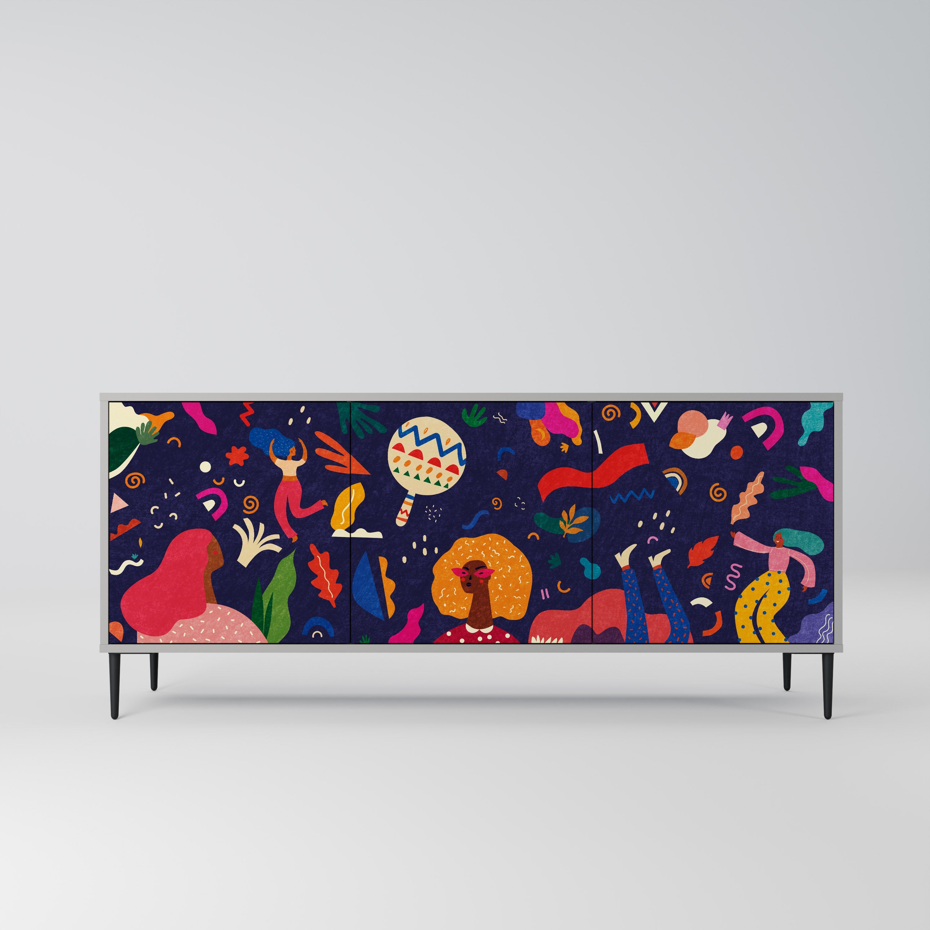 Buffet 3 portes FESTIVE PLEASURES en finition grise