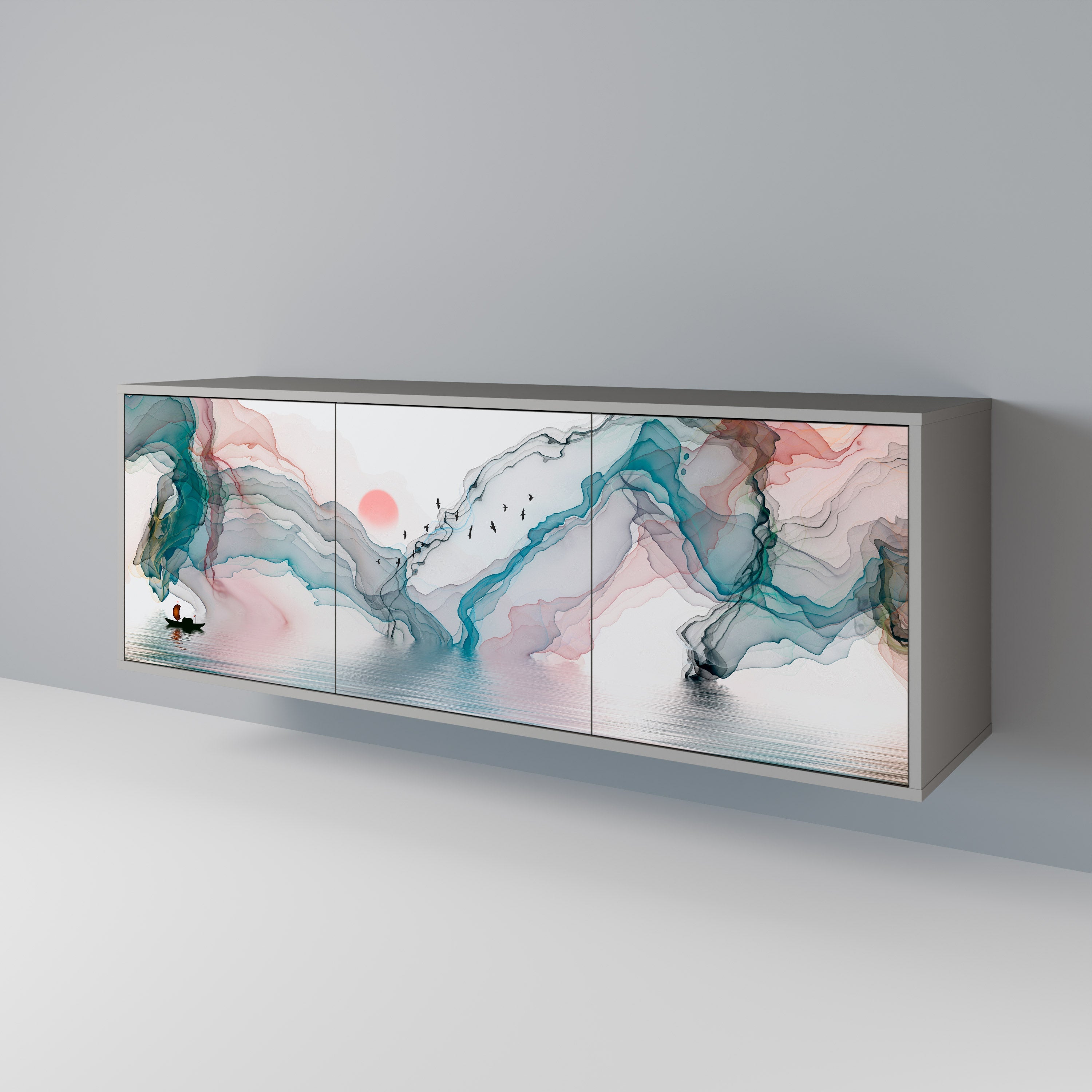 Buffet 3 portes VELVET CROSSING finition grise